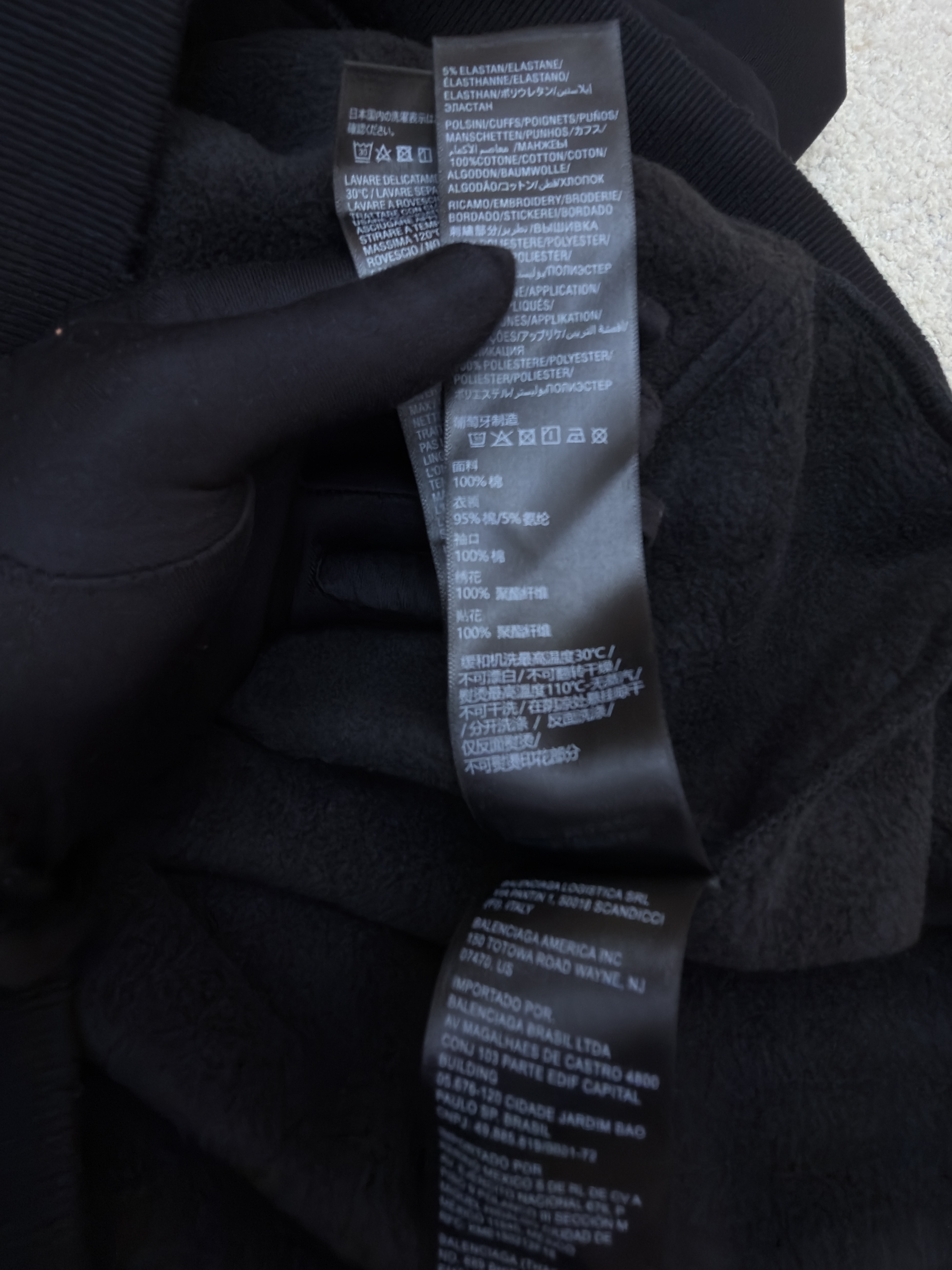 Balenciaga 巴黎世家 铝质胶带印花拉链连帽卫衣 外套 连帽衫 长袖 秋冬 黑色 B0
