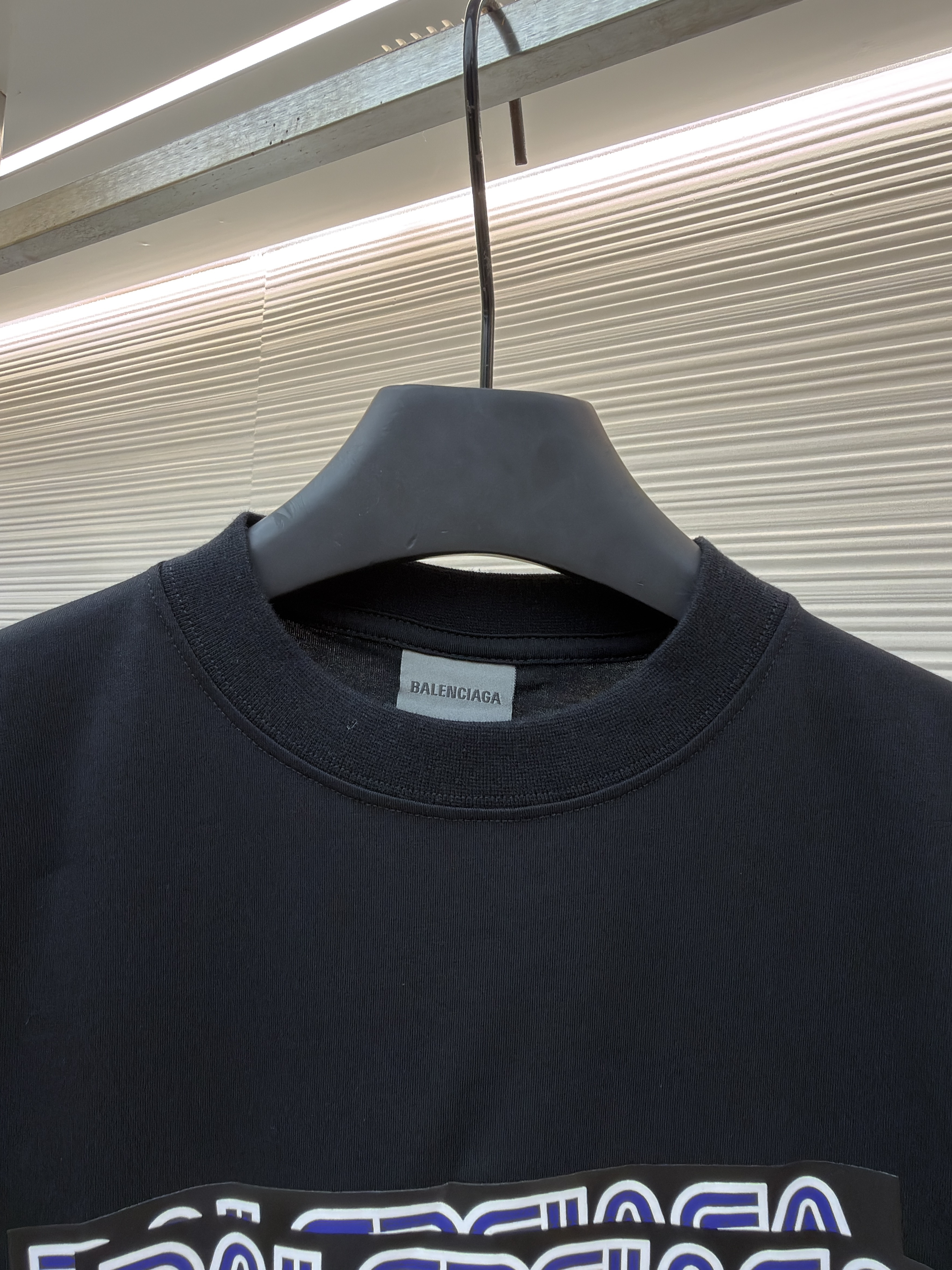 Balenciaga 巴黎世家 索尼克胶带印花圆领长袖 T恤 秋冬 黑色 A7