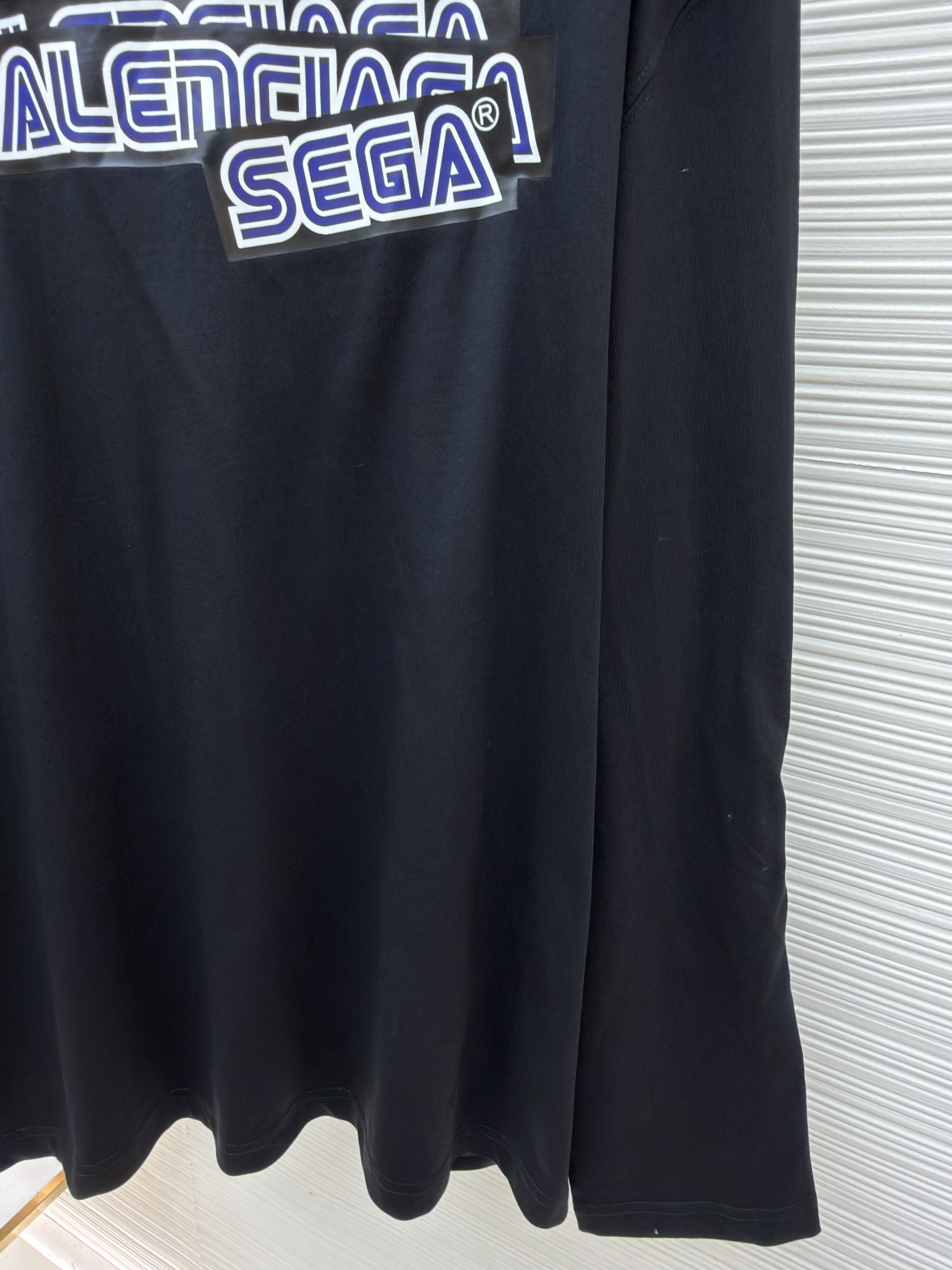 Balenciaga 巴黎世家 索尼克胶带印花圆领长袖 T恤 秋冬 黑色 A7