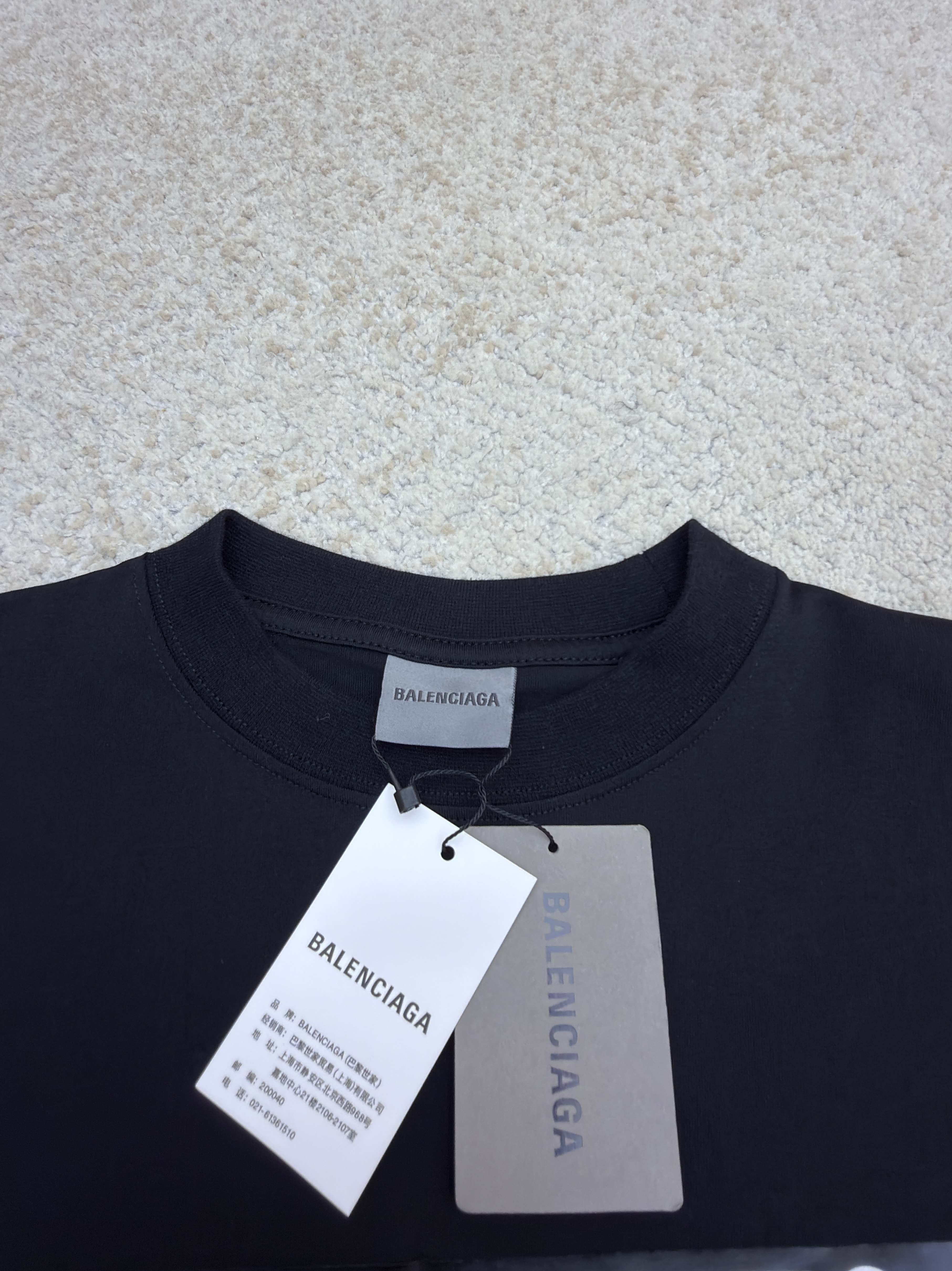 Balenciaga 巴黎世家 索尼克胶带印花圆领长袖 T恤 秋冬 黑色 A7