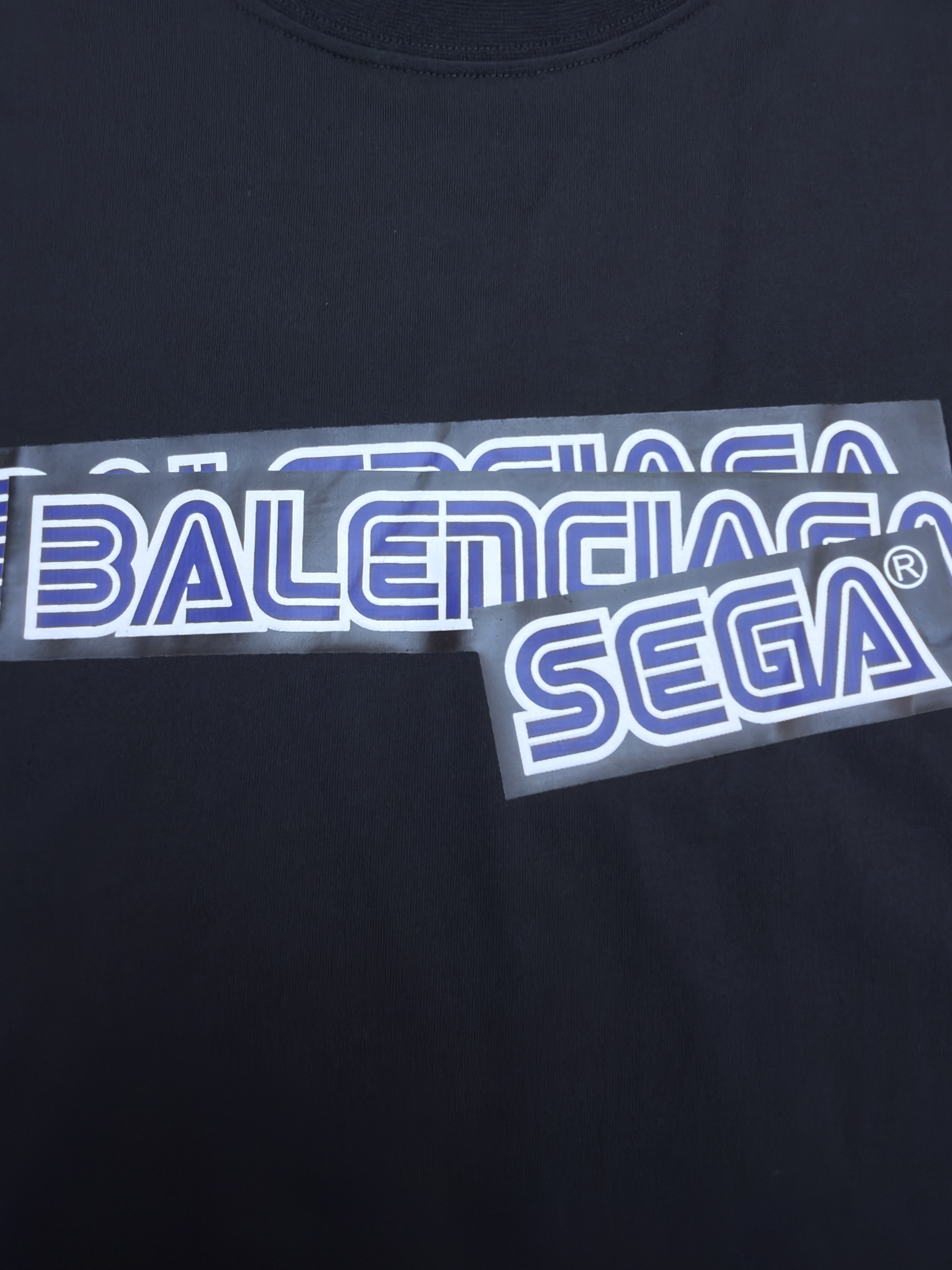 Balenciaga 巴黎世家 索尼克胶带印花圆领长袖 T恤 秋冬 黑色 A7