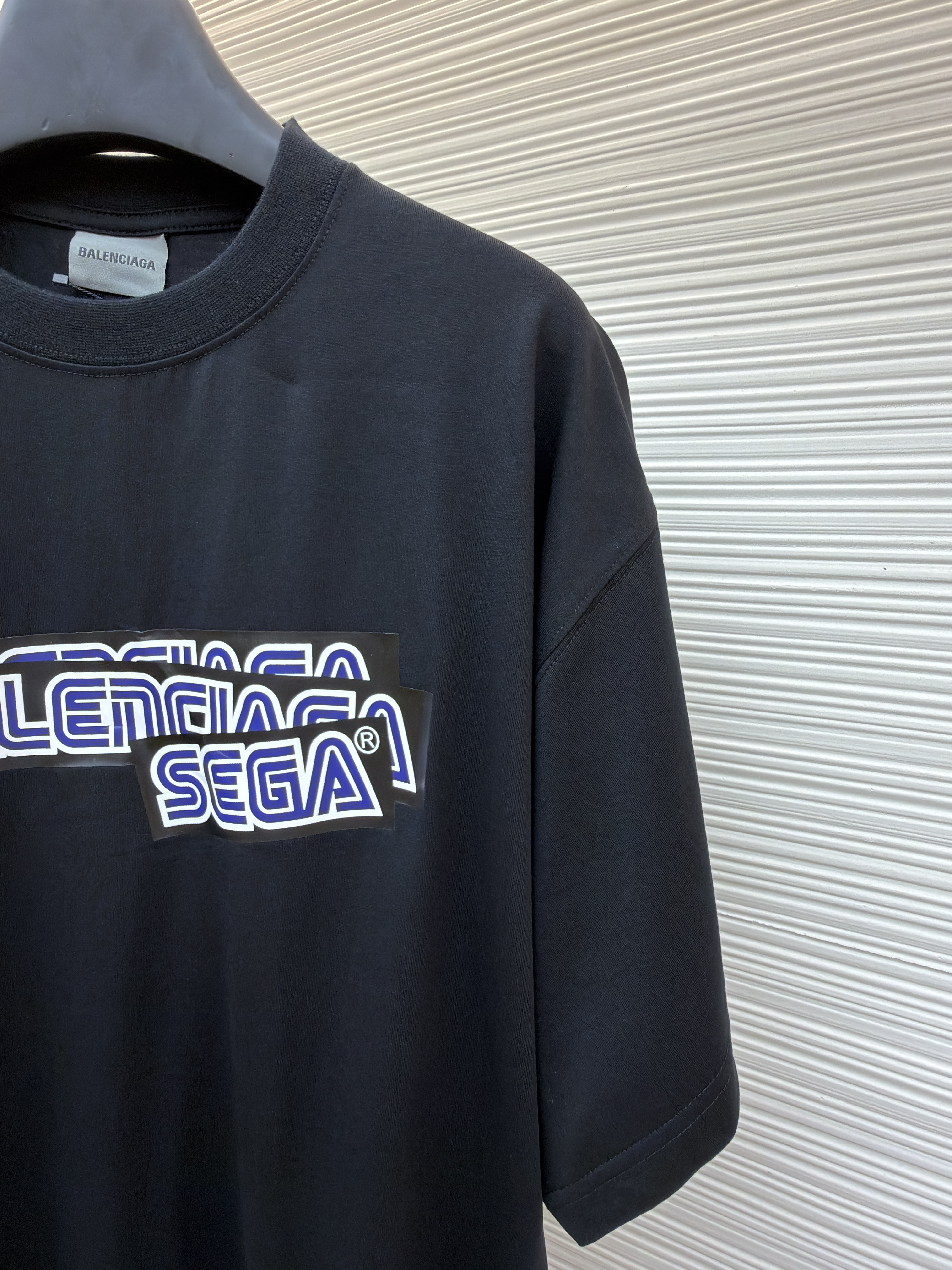 Balenciaga 巴黎世家 索尼克胶带印花圆领短袖 T恤 夏季 黑色 A0