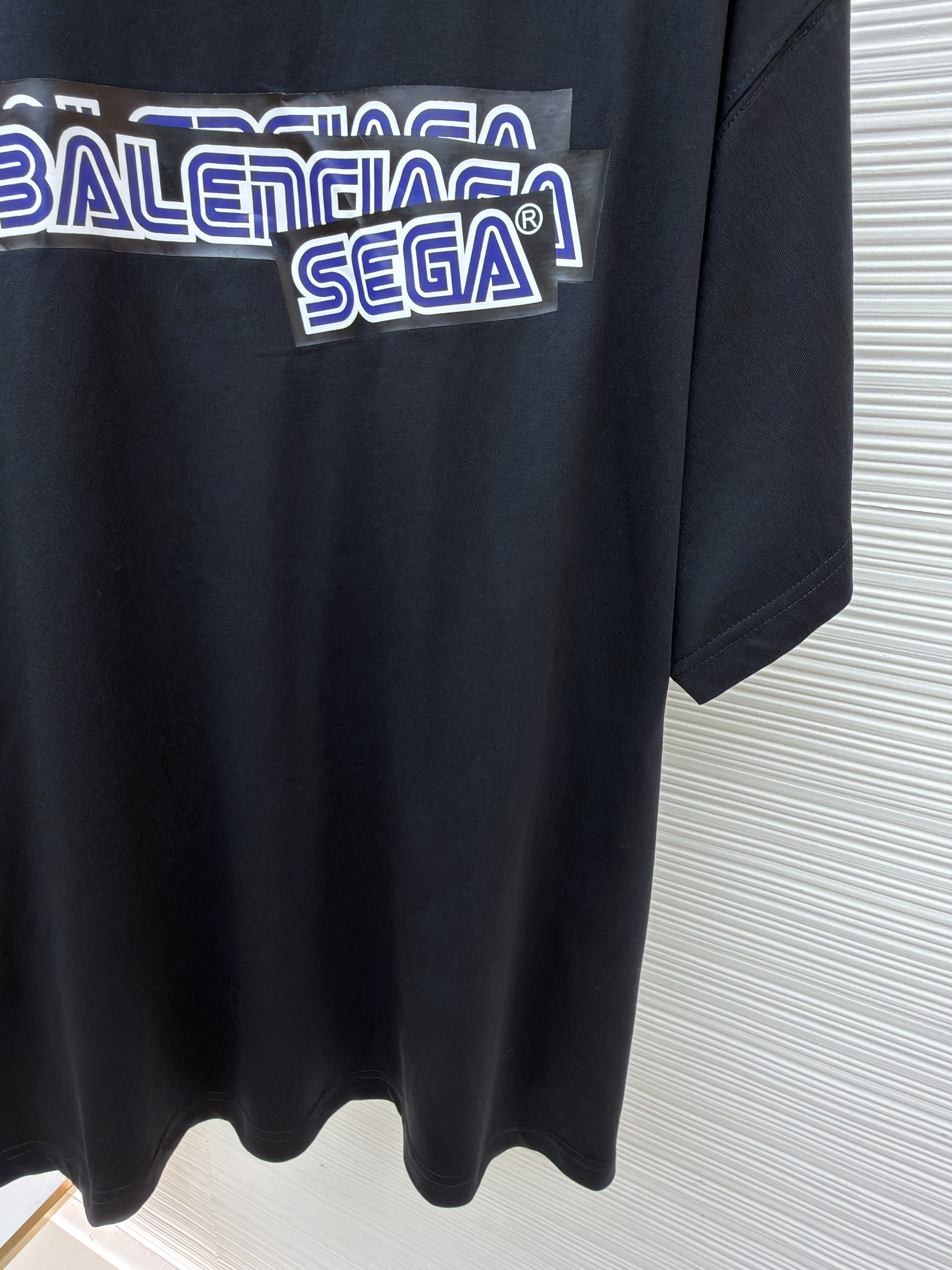 Balenciaga 巴黎世家 索尼克胶带印花圆领短袖 T恤 夏季 黑色 A0