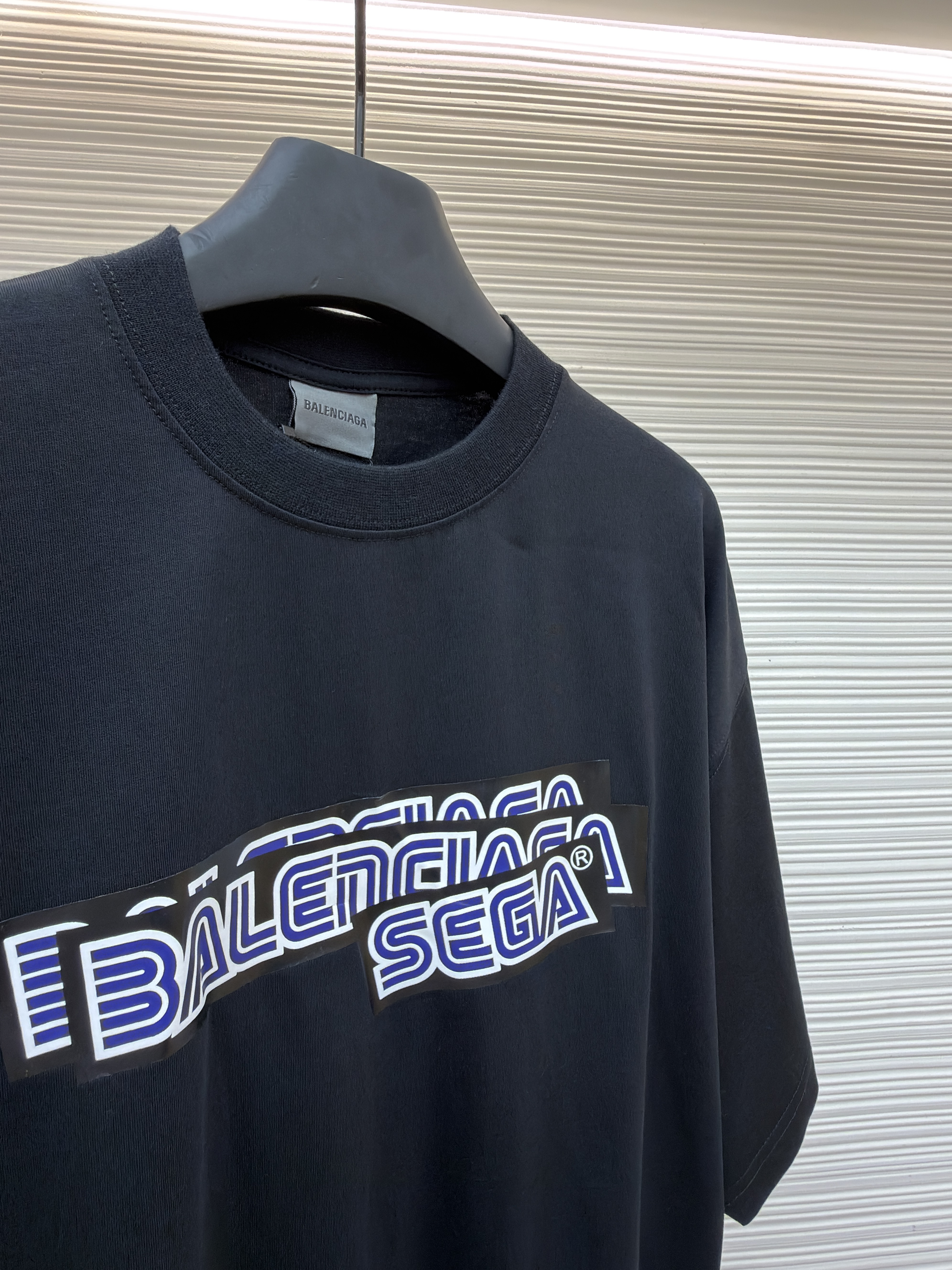 Balenciaga 巴黎世家 索尼克胶带印花圆领短袖 T恤 夏季 黑色 A0
