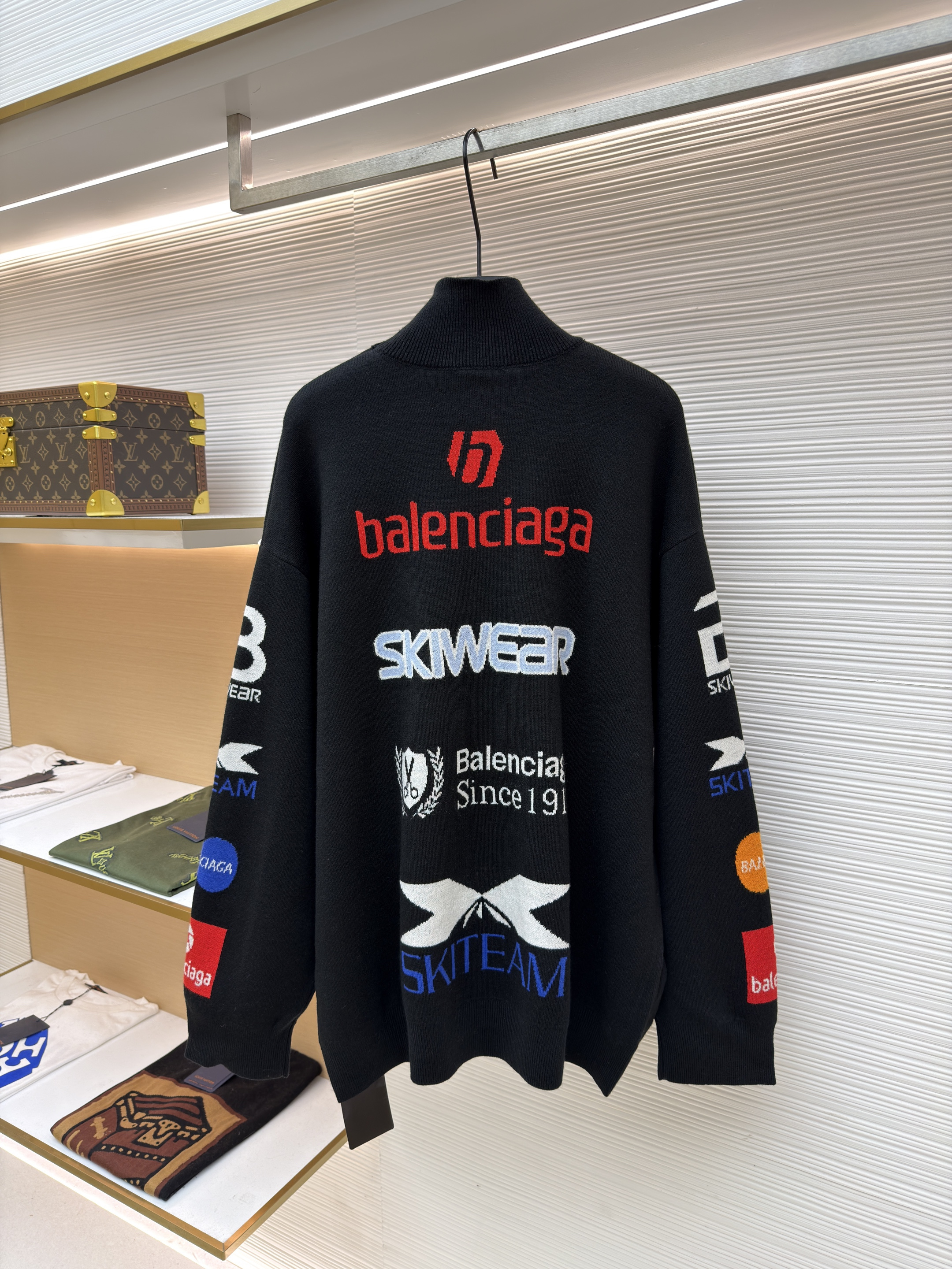 Balenciaga 巴黎世家 SKI 滑雪系列 字母提花高领毛衣 针织衫 长袖 外套 秋冬 白色 黑色 C0