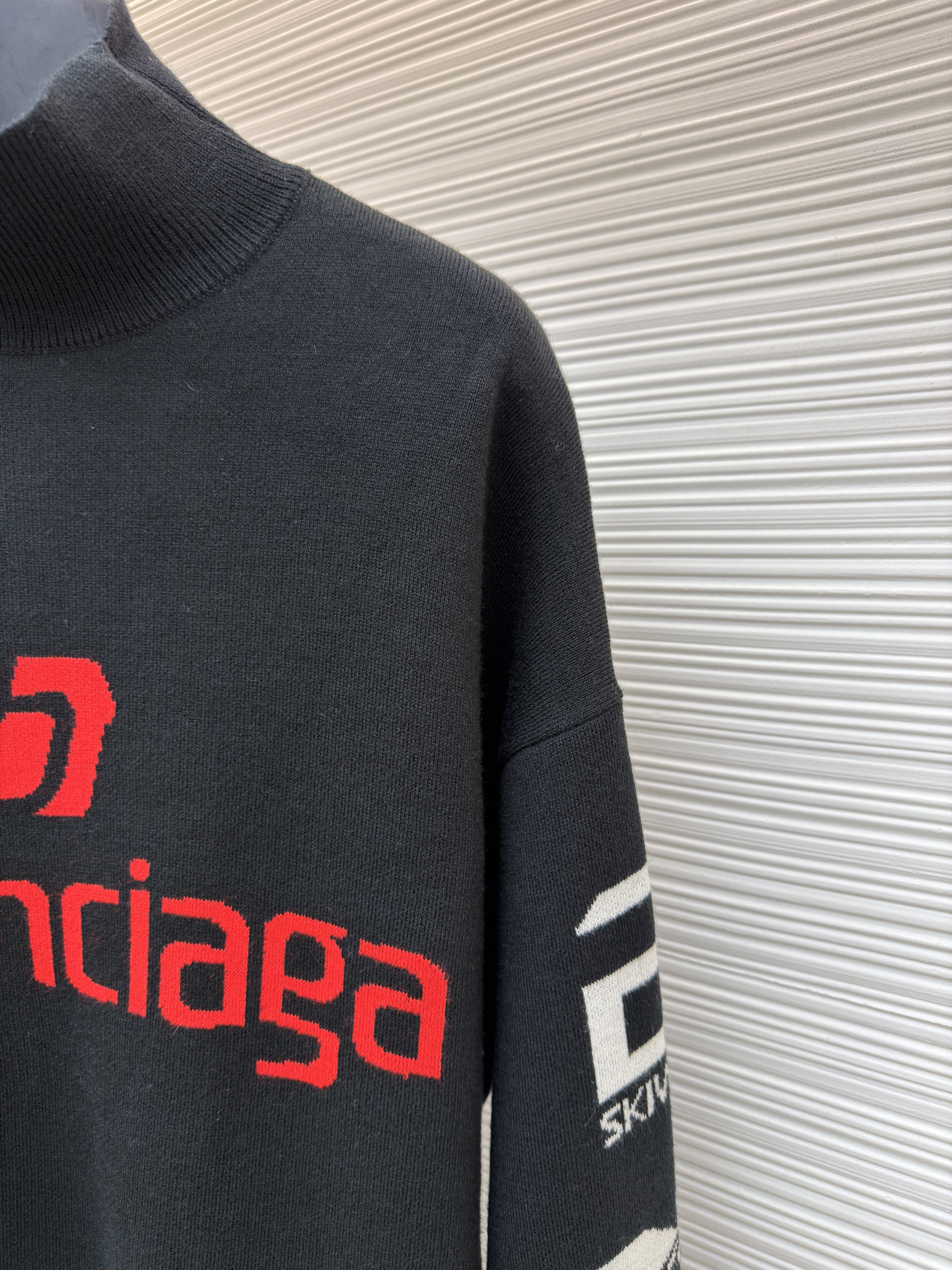 Balenciaga 巴黎世家 SKI 滑雪系列 字母提花高领毛衣 针织衫 长袖 外套 秋冬 白色 黑色 C0