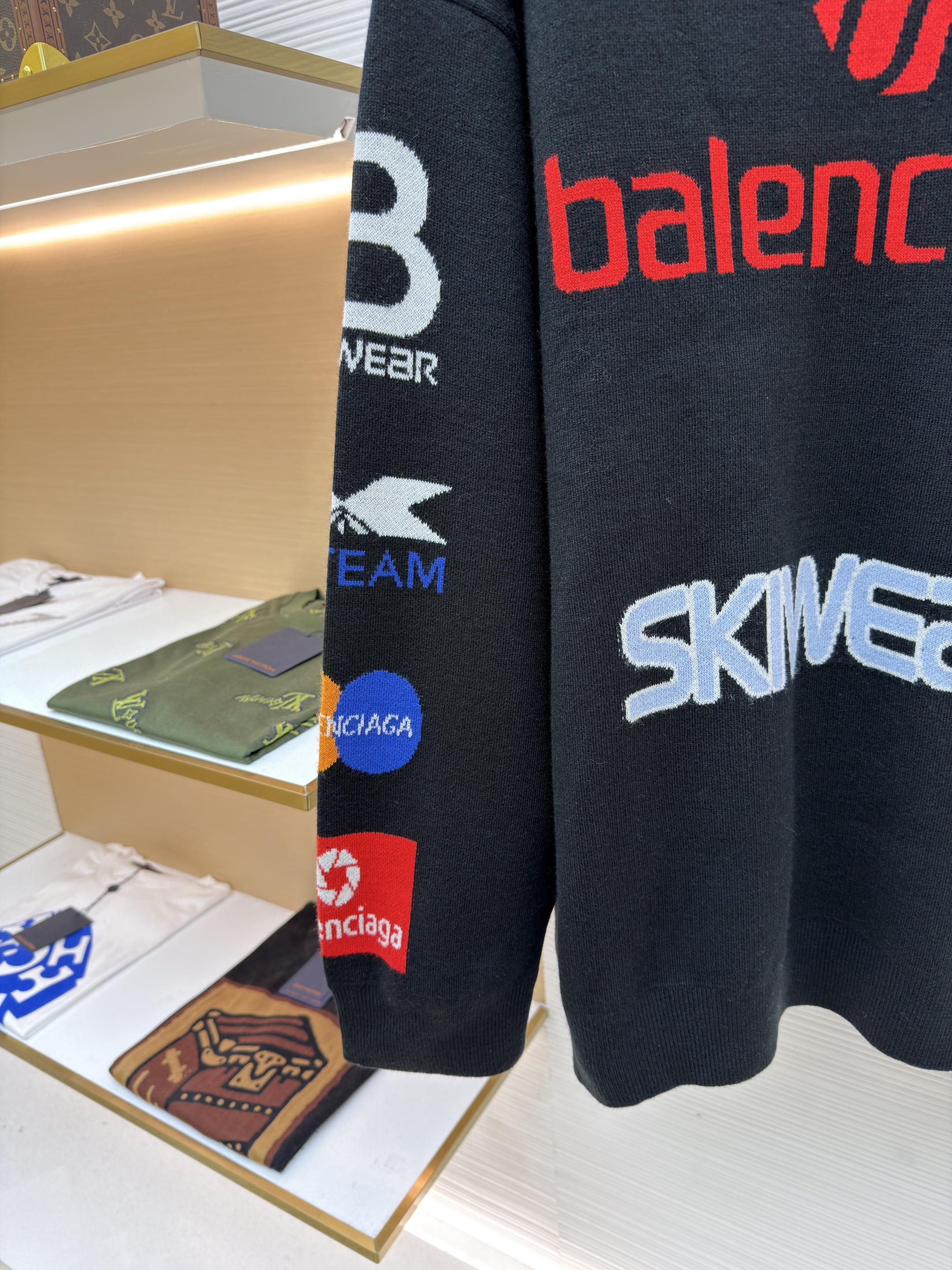 Balenciaga 巴黎世家 SKI 滑雪系列 字母提花高领毛衣 针织衫 长袖 外套 秋冬 白色 黑色 C0