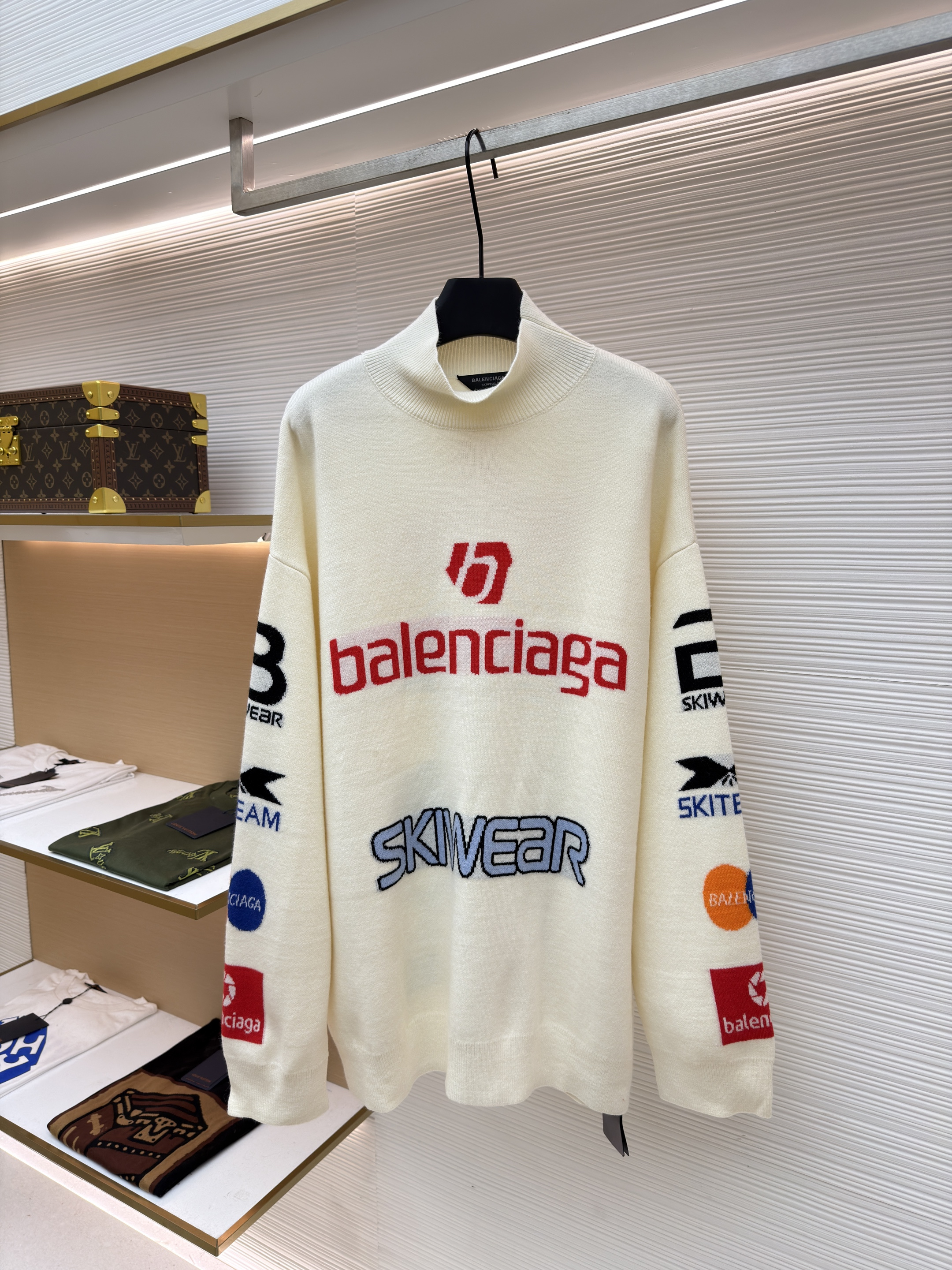 Balenciaga 巴黎世家 SKI 滑雪系列 字母提花高领毛衣 针织衫 长袖 外套 秋冬 白色 黑色 C0