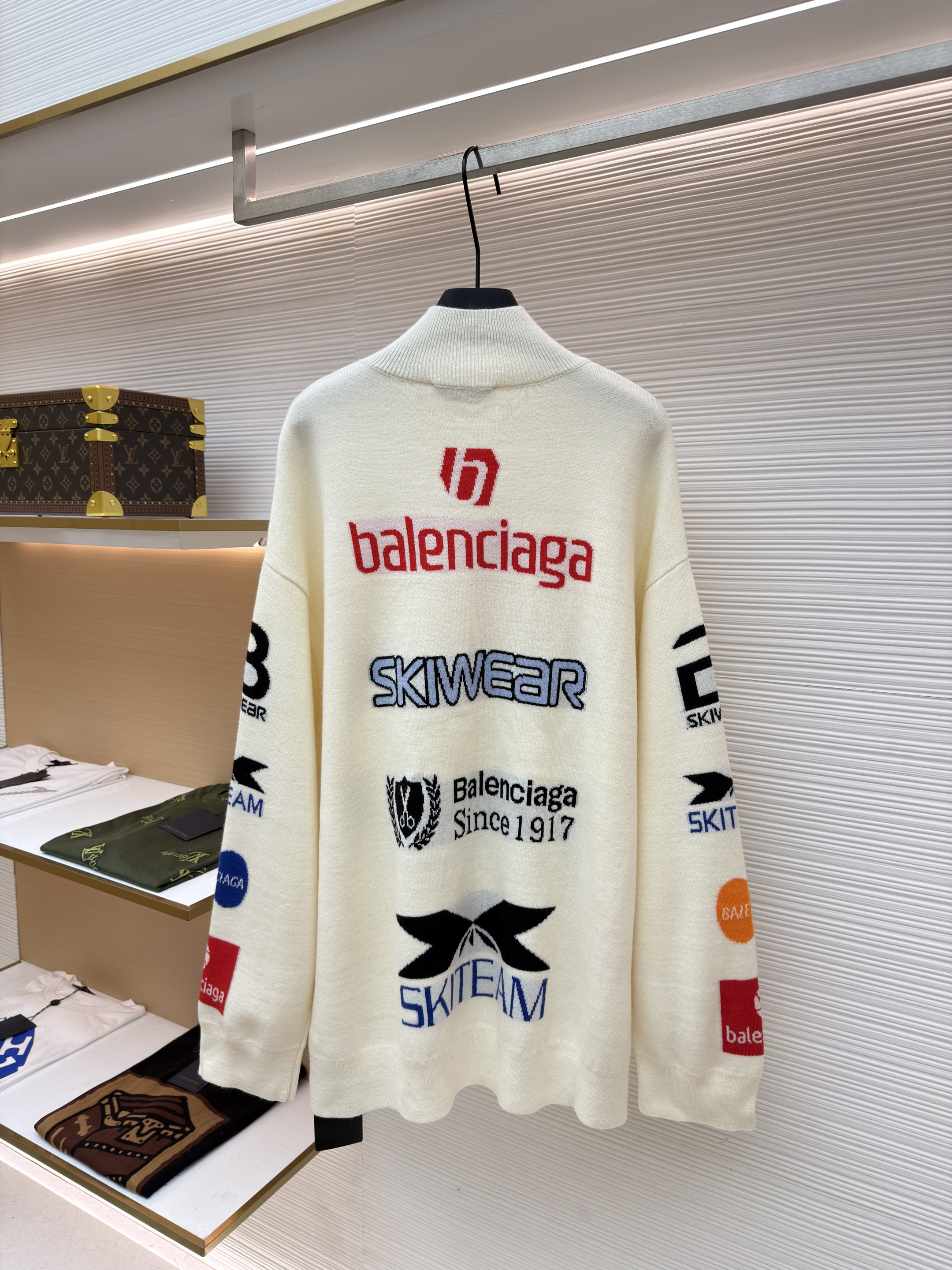 Balenciaga 巴黎世家 SKI 滑雪系列 字母提花高领毛衣 针织衫 长袖 外套 秋冬 白色 黑色 C0