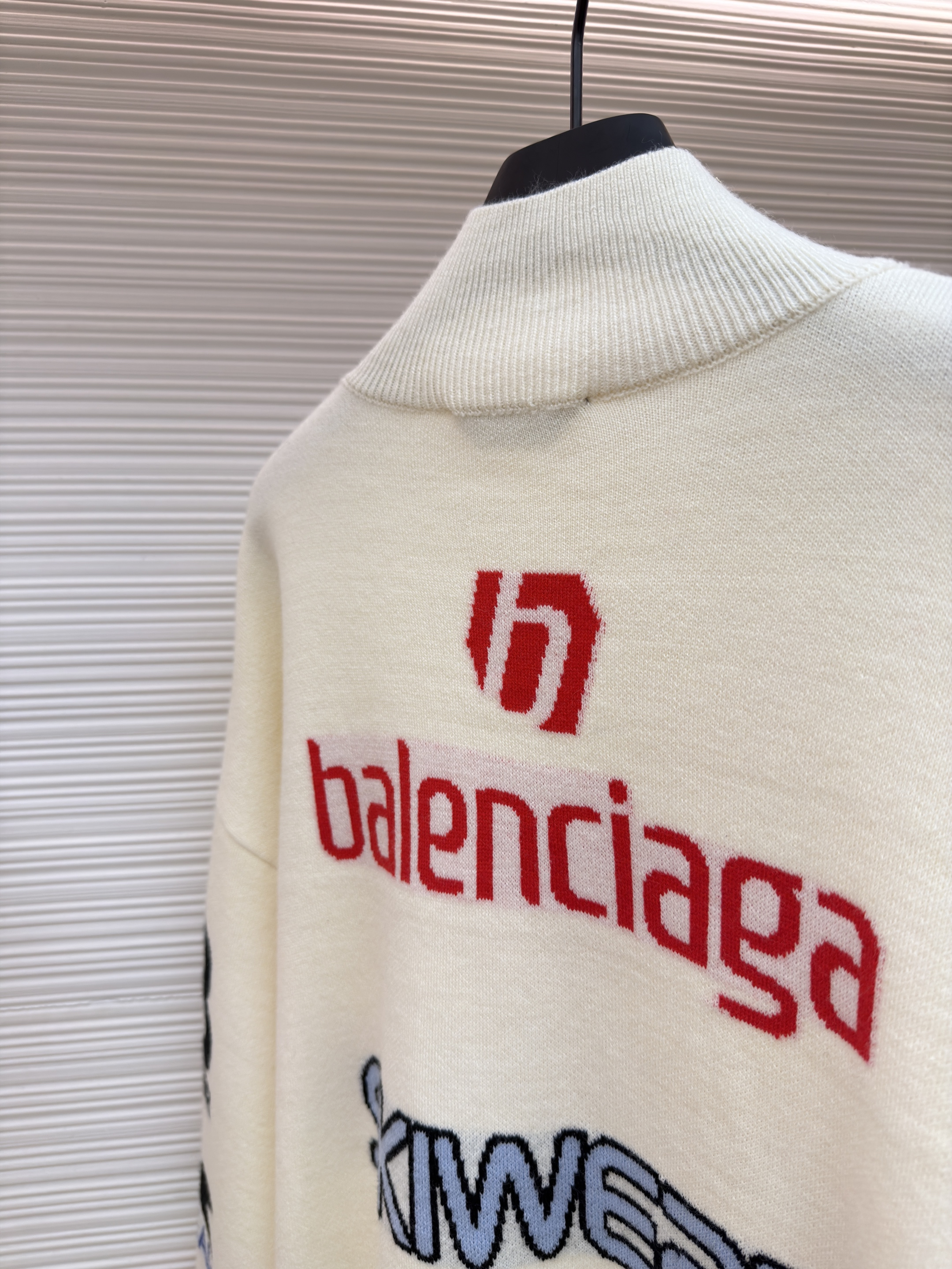 Balenciaga 巴黎世家 SKI 滑雪系列 字母提花高领毛衣 针织衫 长袖 外套 秋冬 白色 黑色 C0