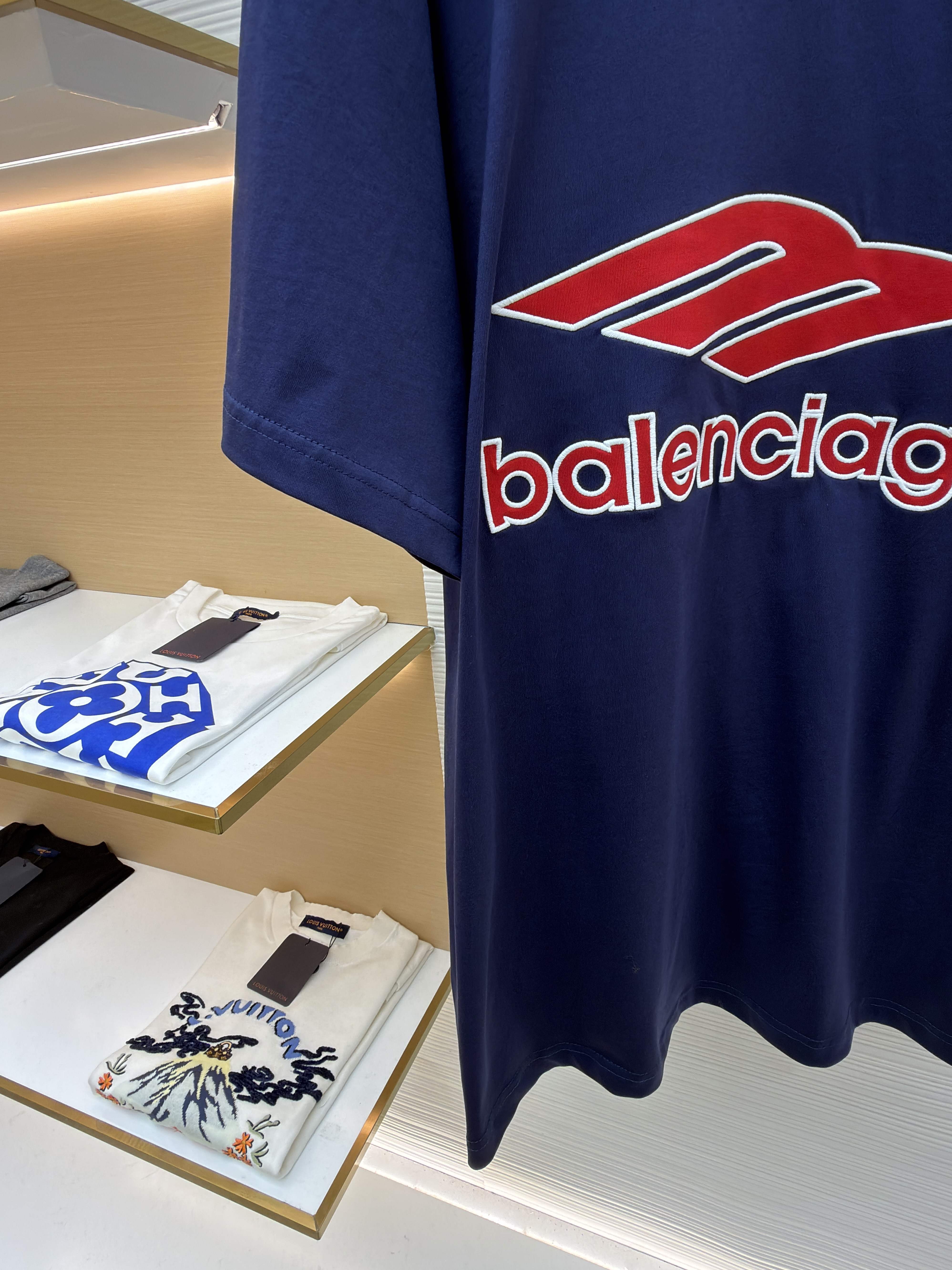 Balenciaga 巴黎世家 球衣系列V领短袖 T恤 夏季 黑色 蓝色 A7