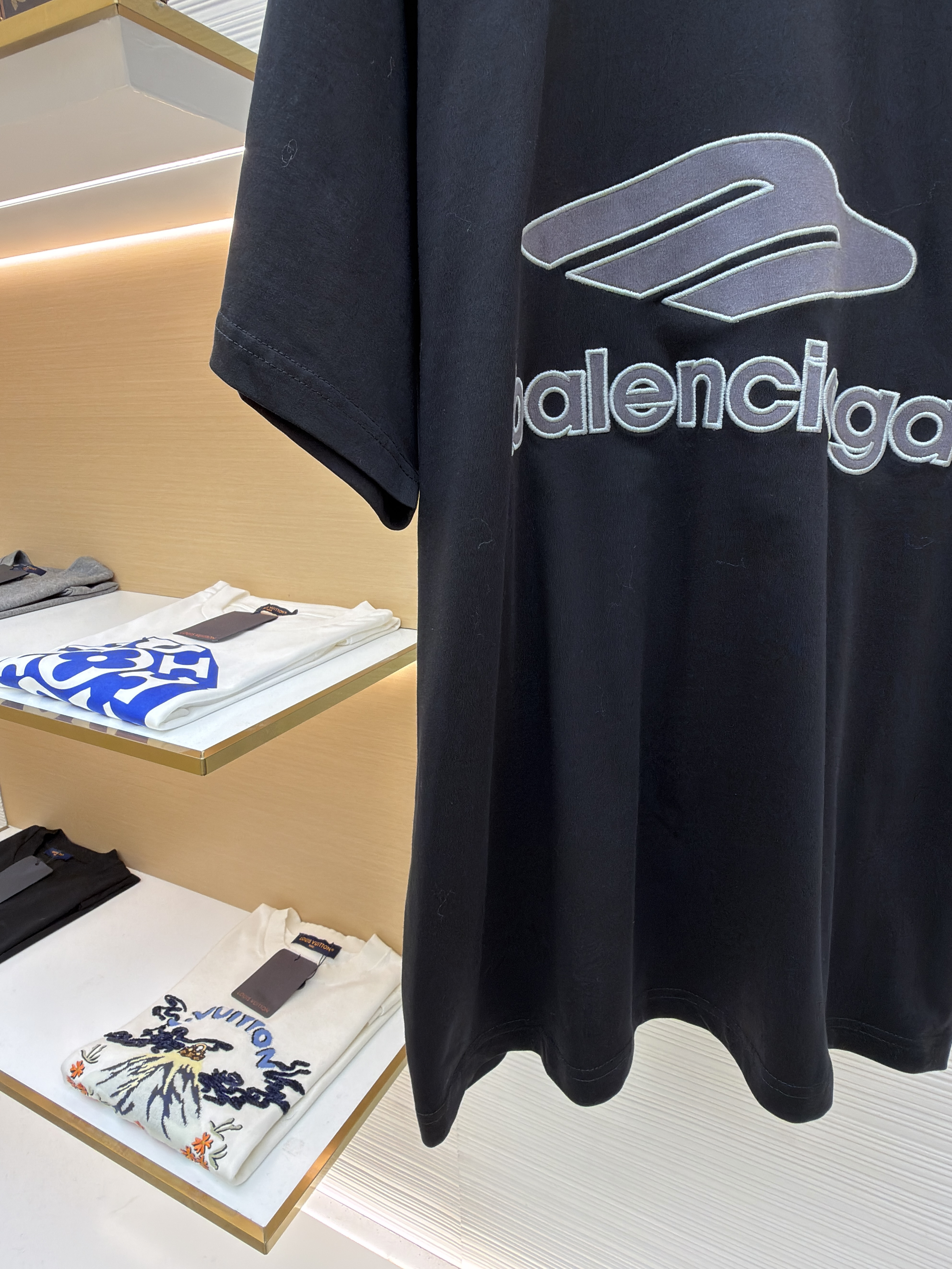 Balenciaga 巴黎世家 球衣系列V领短袖 T恤 夏季 黑色 蓝色 A7