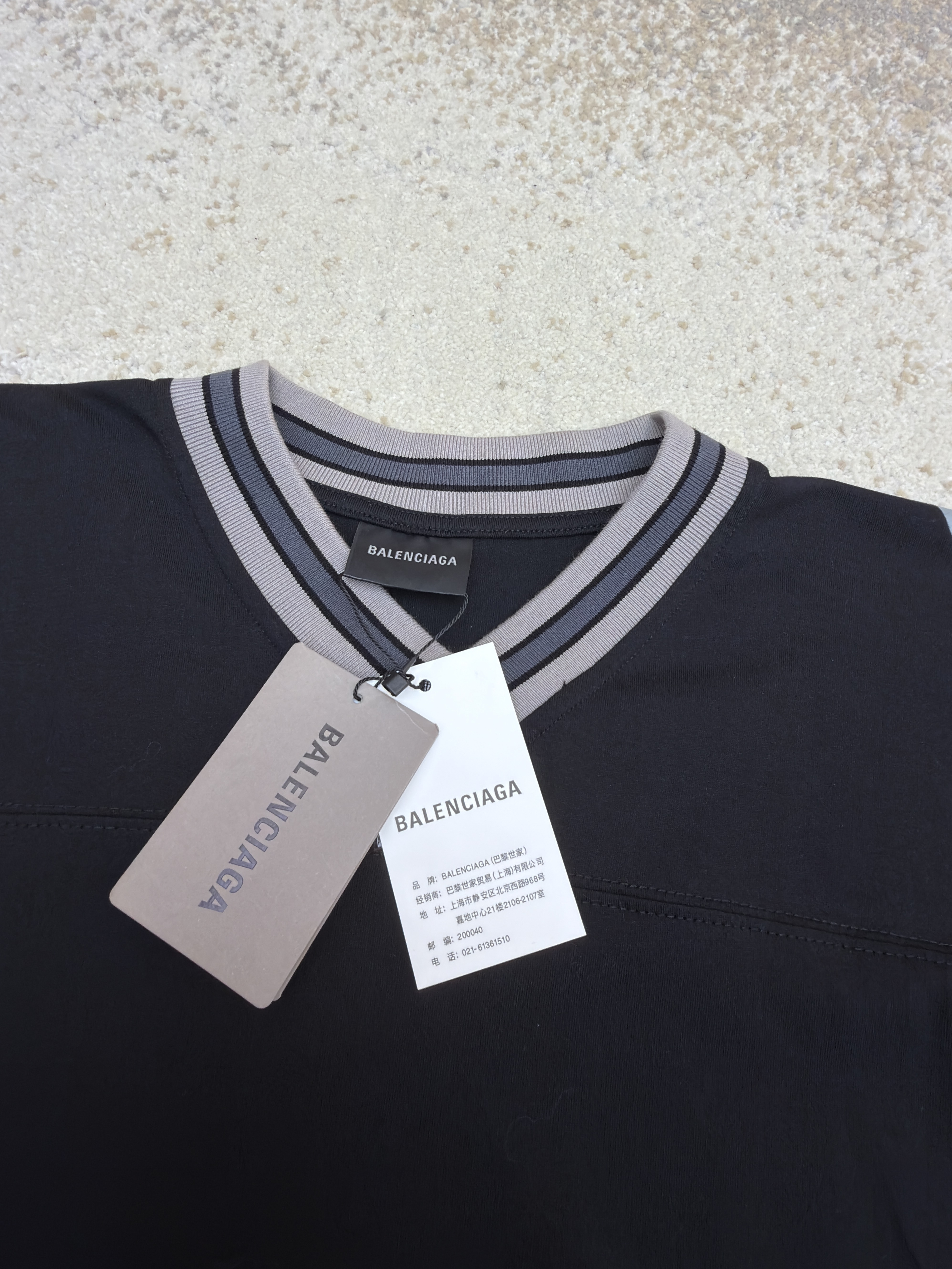 Balenciaga 巴黎世家 球衣系列V领短袖 T恤 夏季 黑色 蓝色 A7