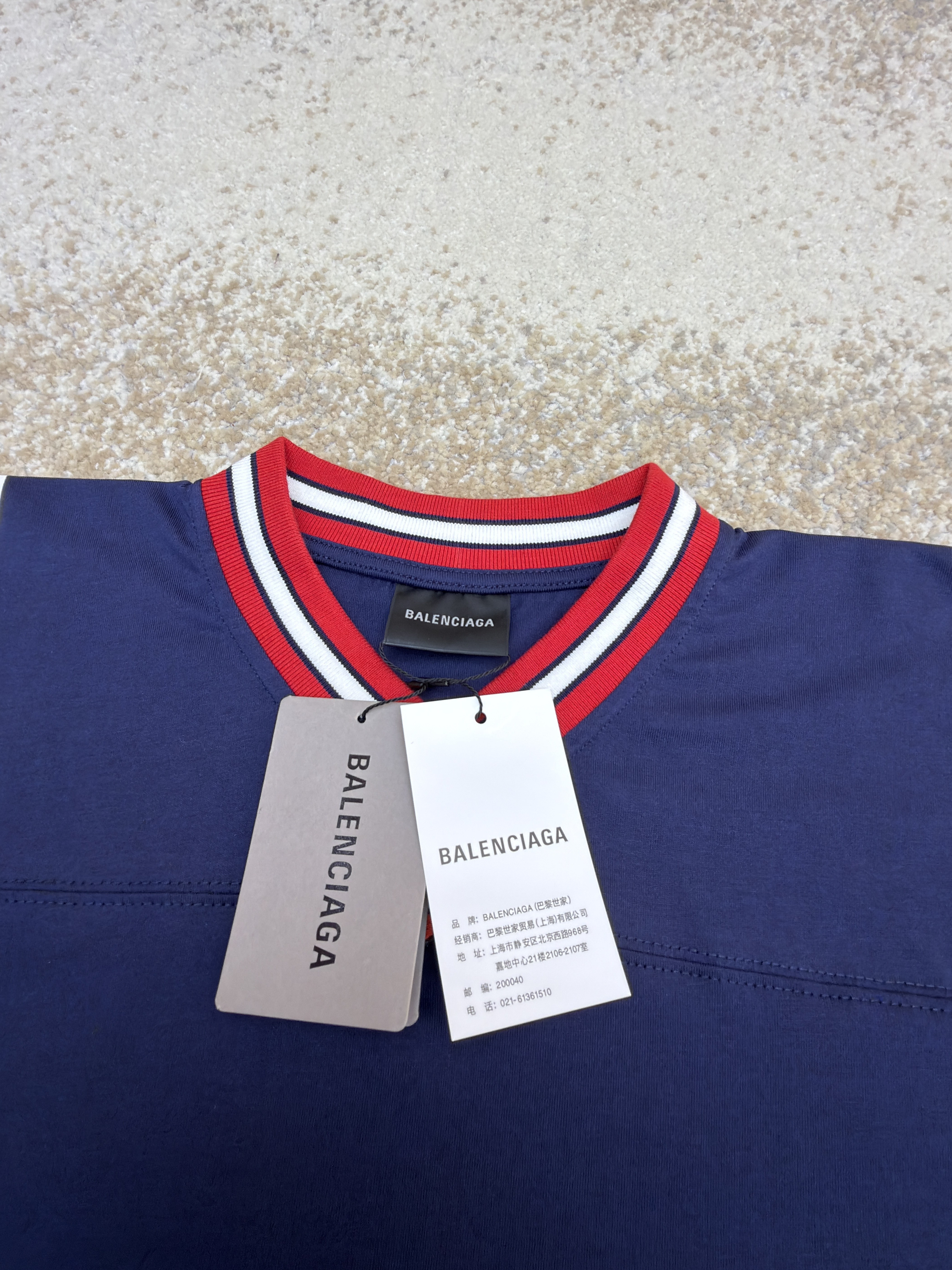 Balenciaga 巴黎世家 球队系列V领长袖 T恤 秋冬 黑色 蓝色 A7