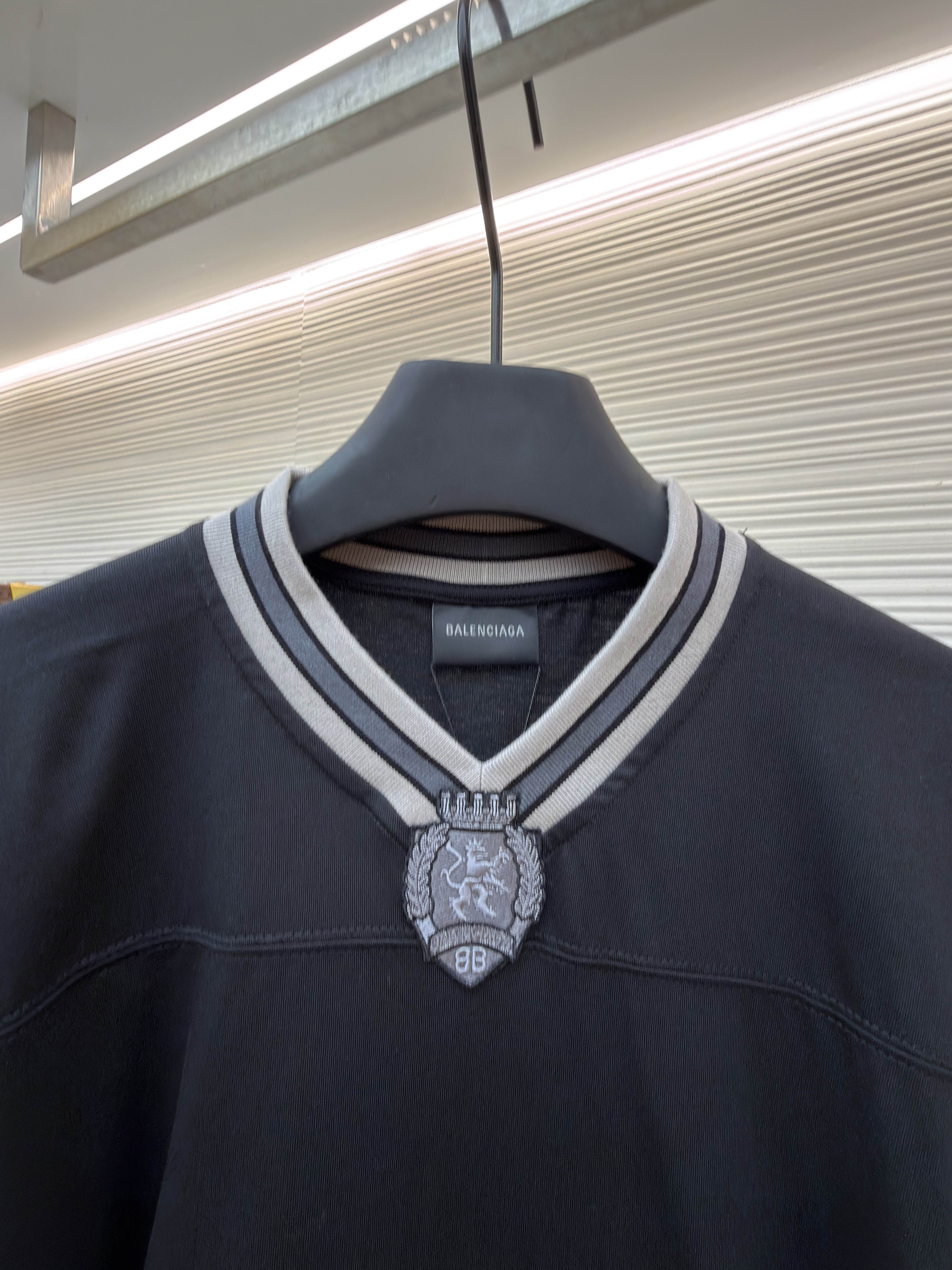 Balenciaga 巴黎世家 球队系列V领长袖 T恤 秋冬 黑色 蓝色 A7