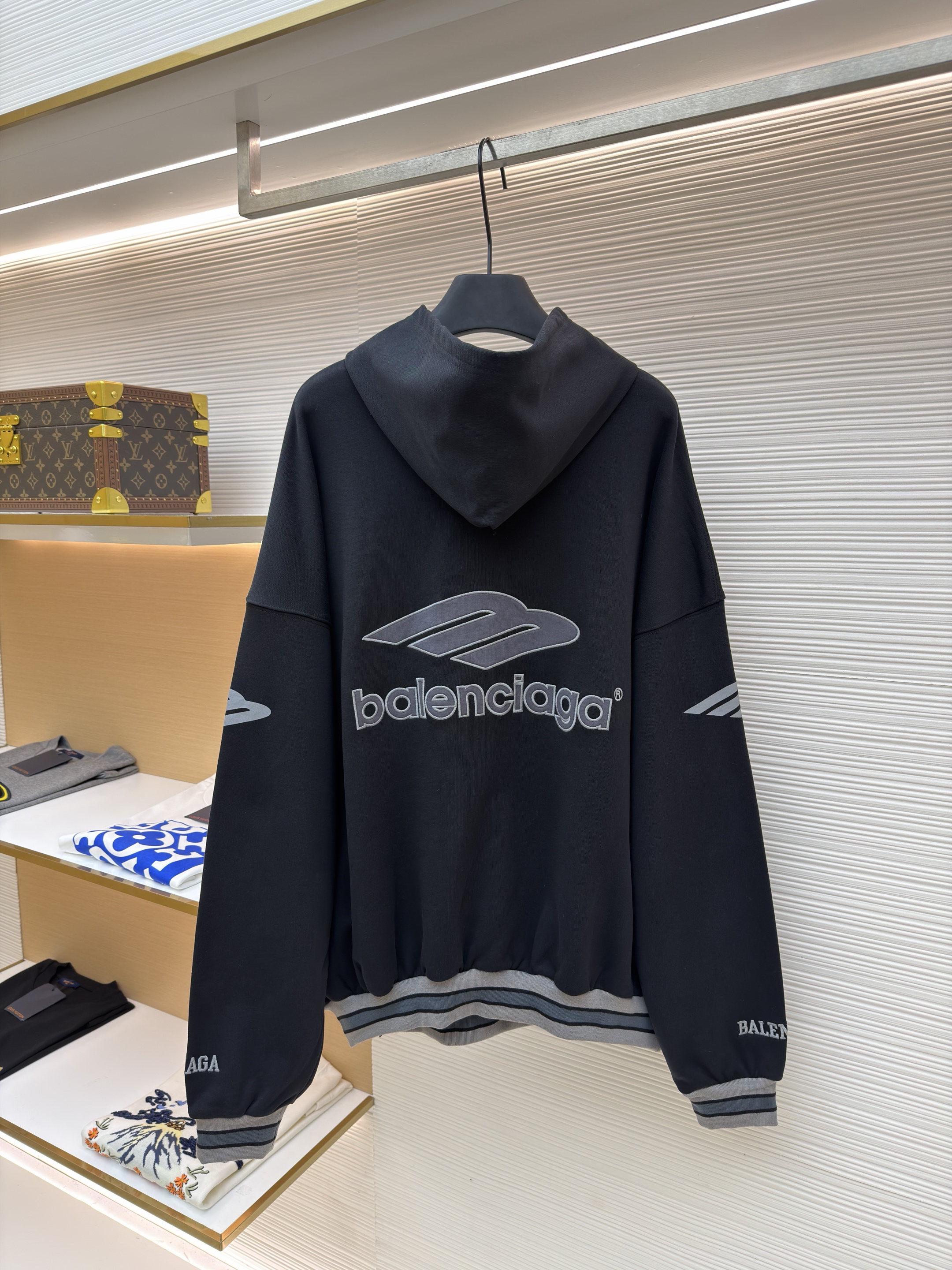 Balenciaga 巴黎世家 3B足球Polo套头连帽卫衣 外套 连帽衫 长袖 秋冬 黑色 B0