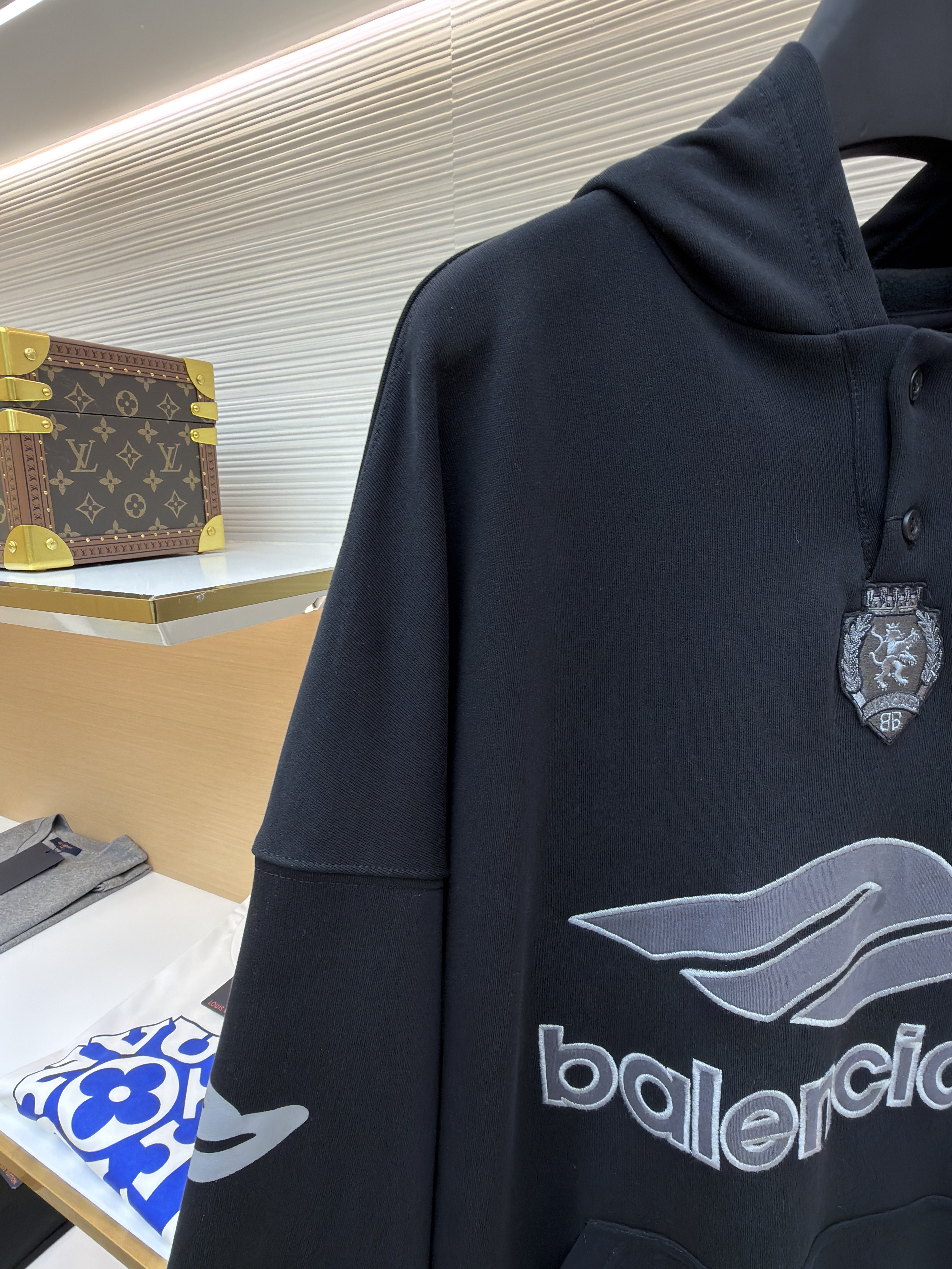 Balenciaga 巴黎世家 3B足球Polo套头连帽卫衣 外套 连帽衫 长袖 秋冬 黑色 B0