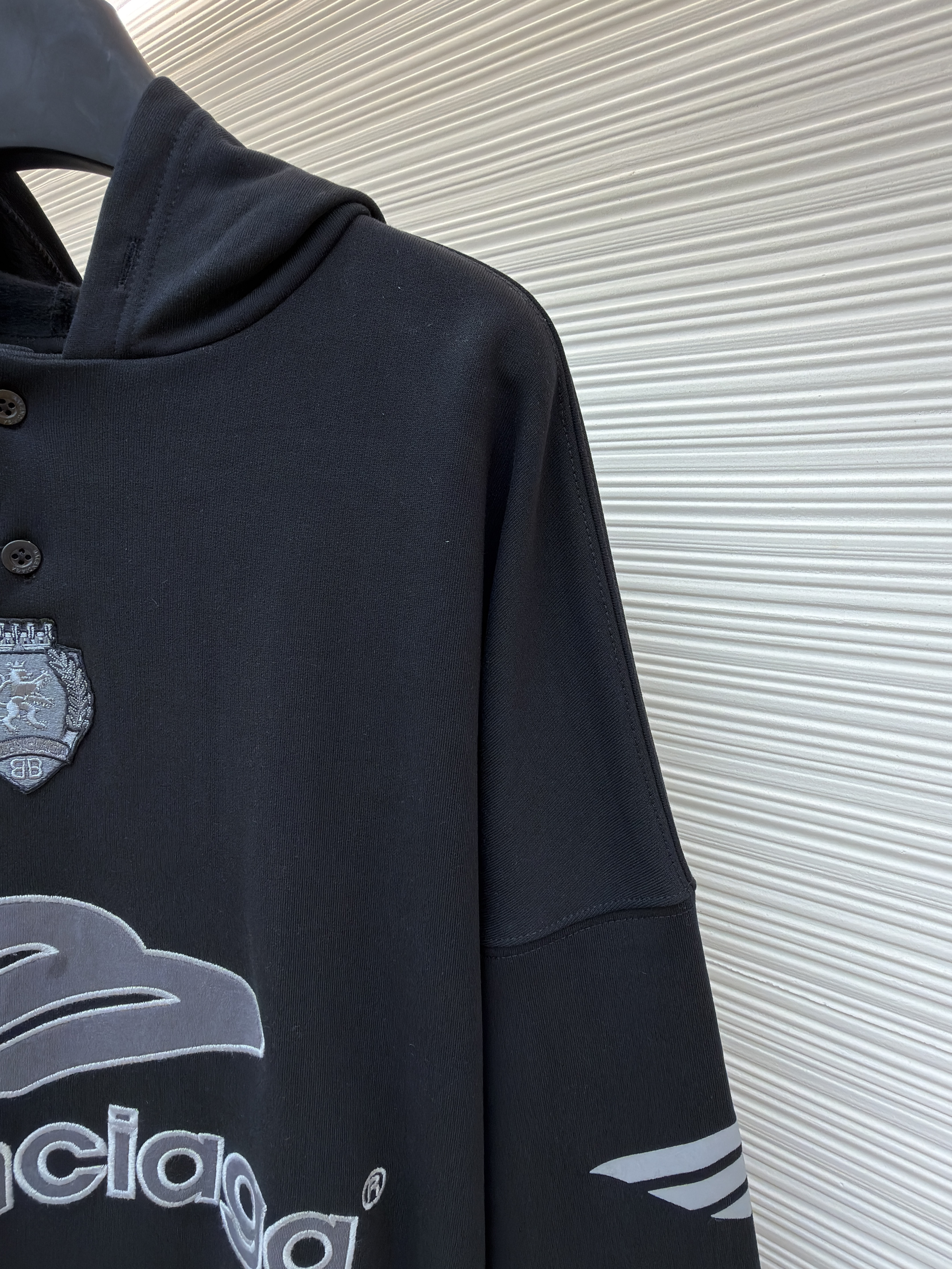 Balenciaga 巴黎世家 3B足球Polo套头连帽卫衣 外套 连帽衫 长袖 秋冬 黑色 B0