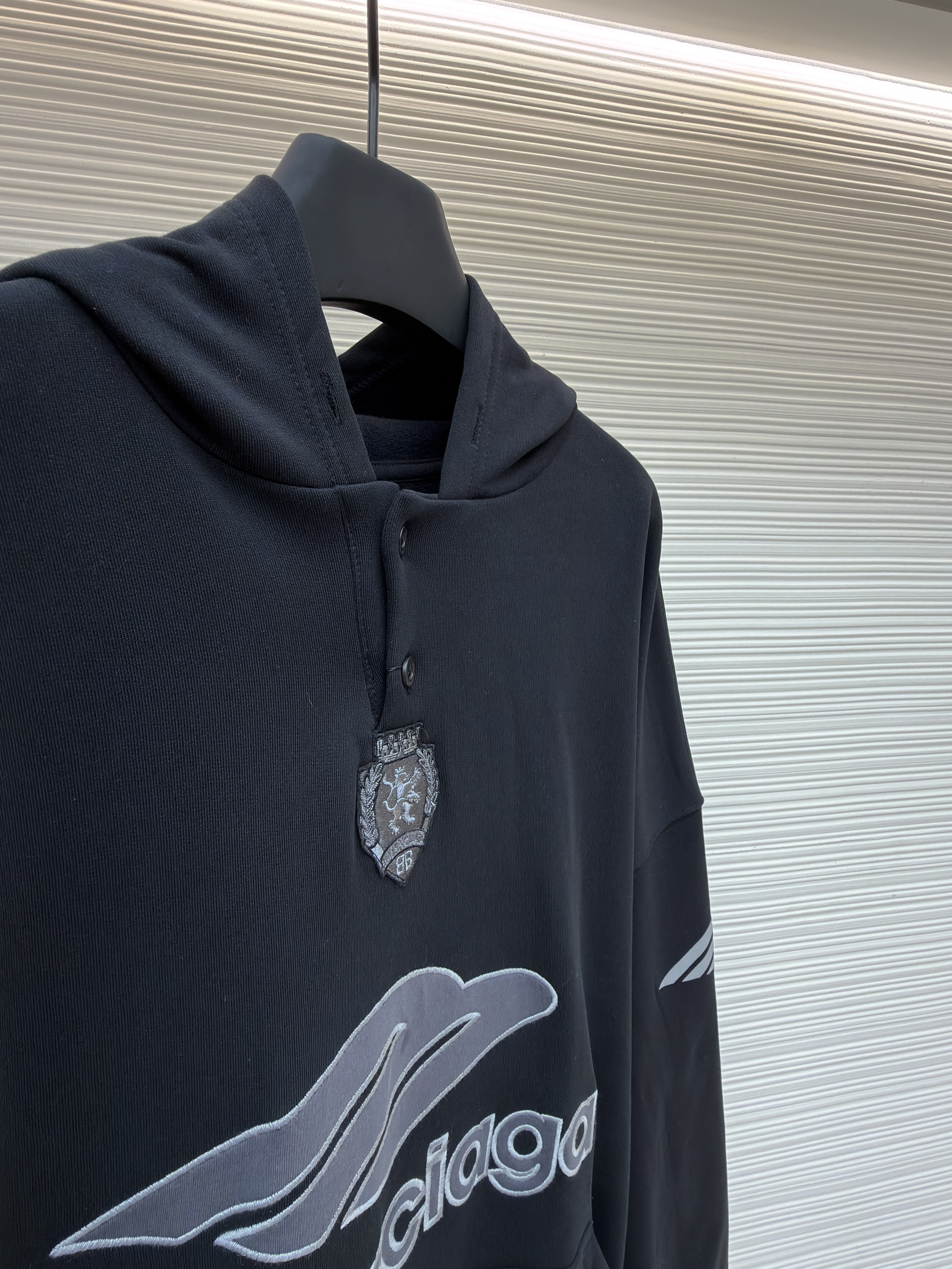 Balenciaga 巴黎世家 3B足球Polo套头连帽卫衣 外套 连帽衫 长袖 秋冬 黑色 B0