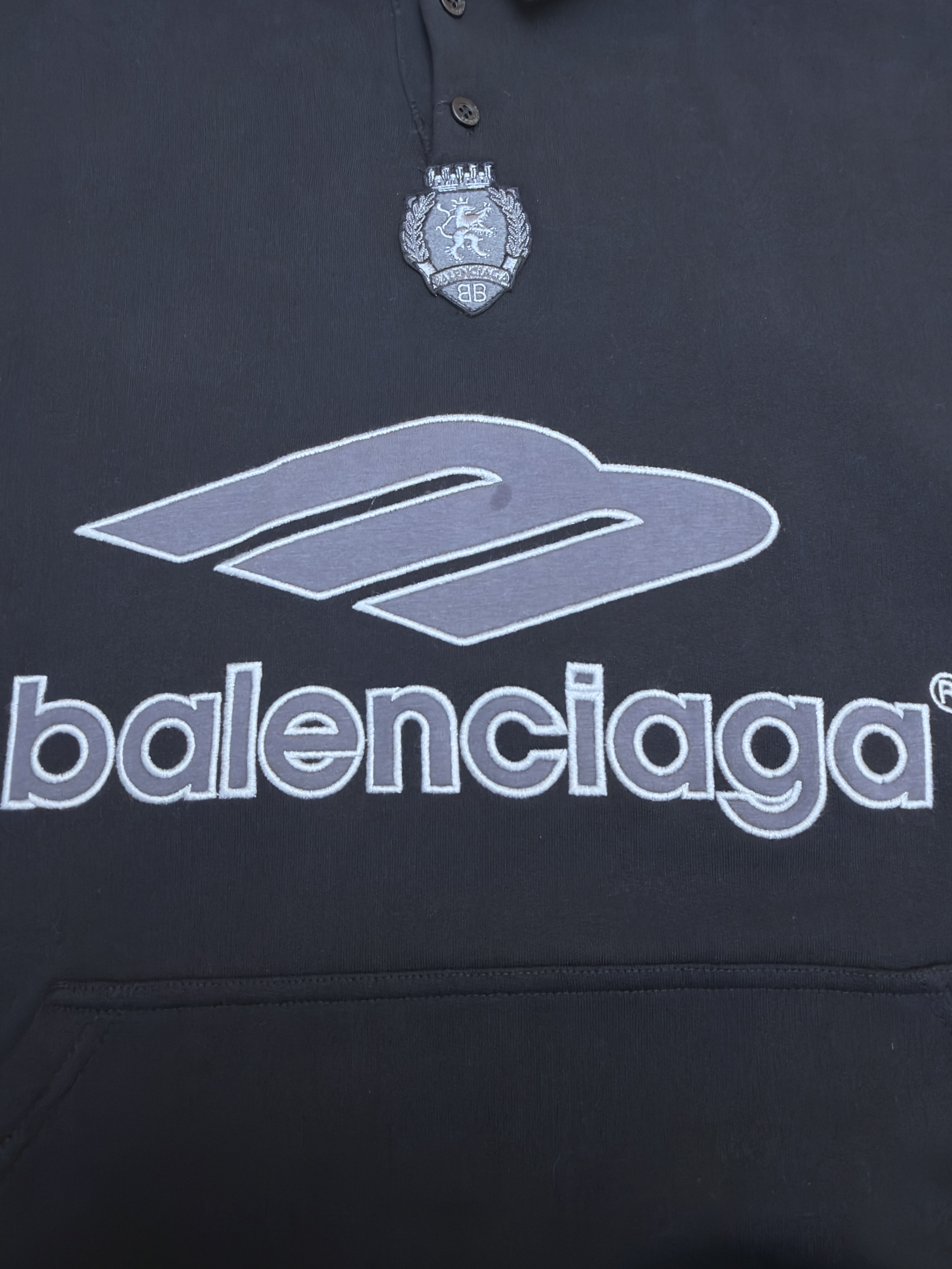 Balenciaga 巴黎世家 3B足球Polo套头连帽卫衣 外套 连帽衫 长袖 秋冬 黑色 B0