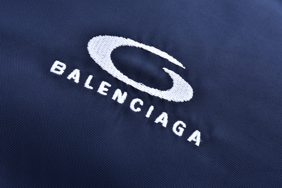 Balenciaga 巴黎世家 双面两穿别针环形刺绣拉链棉服 外套 夹克 长袖 秋冬 黑蓝色 C5 808793TR0181000