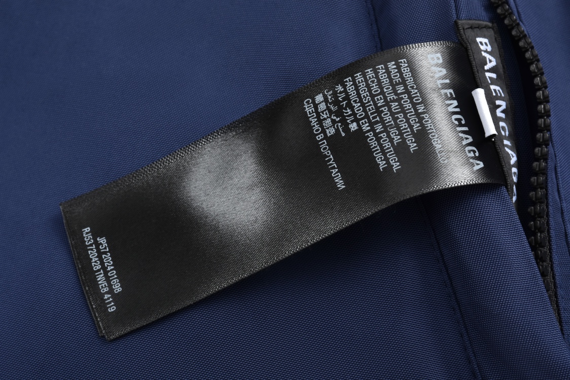 Balenciaga 巴黎世家 双面两穿别针环形刺绣拉链棉服 外套 夹克 长袖 秋冬 黑蓝色 C5 808793TR0181000