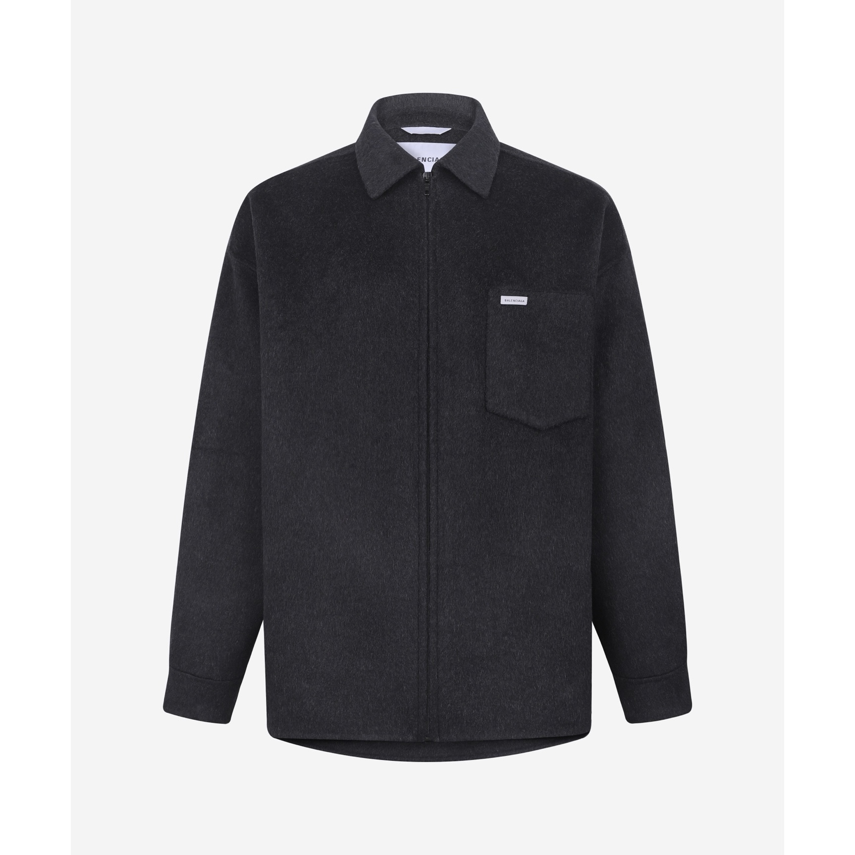 Balenciaga 巴黎世家 双面拉绒羊毛衬衫式拉链外套 夹克 长袖 秋冬 灰色 C5