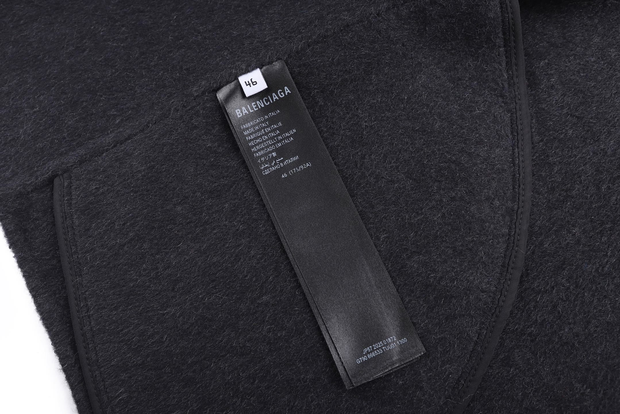 Balenciaga 巴黎世家 双面拉绒羊毛衬衫式拉链外套 夹克 长袖 秋冬 灰色 C5
