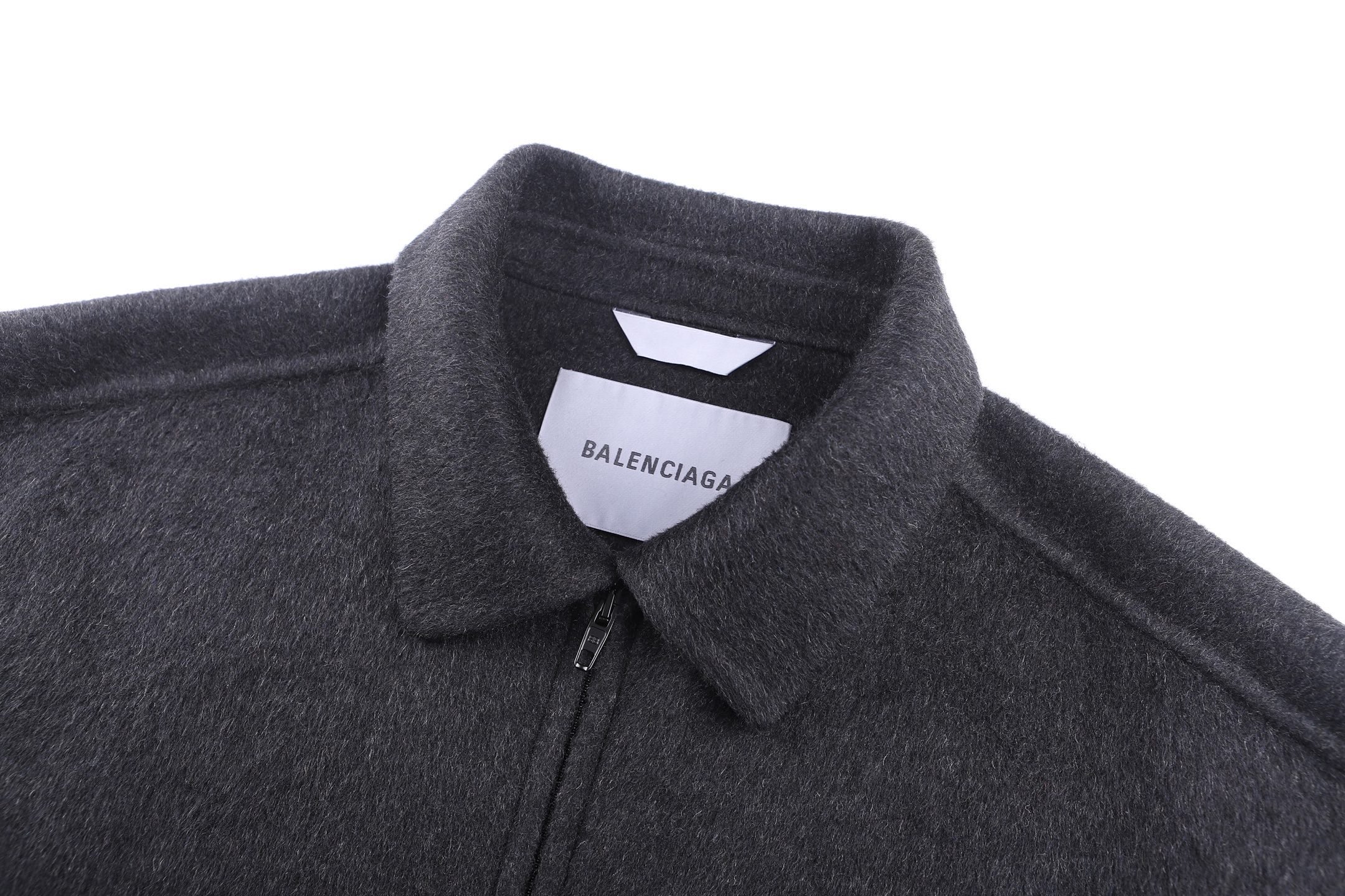 Balenciaga 巴黎世家 双面拉绒羊毛衬衫式拉链外套 夹克 长袖 秋冬 灰色 C5