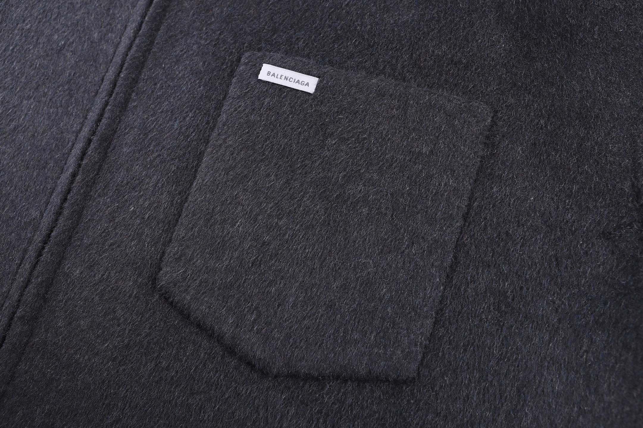 Balenciaga 巴黎世家 双面拉绒羊毛衬衫式拉链外套 夹克 长袖 秋冬 灰色 C5