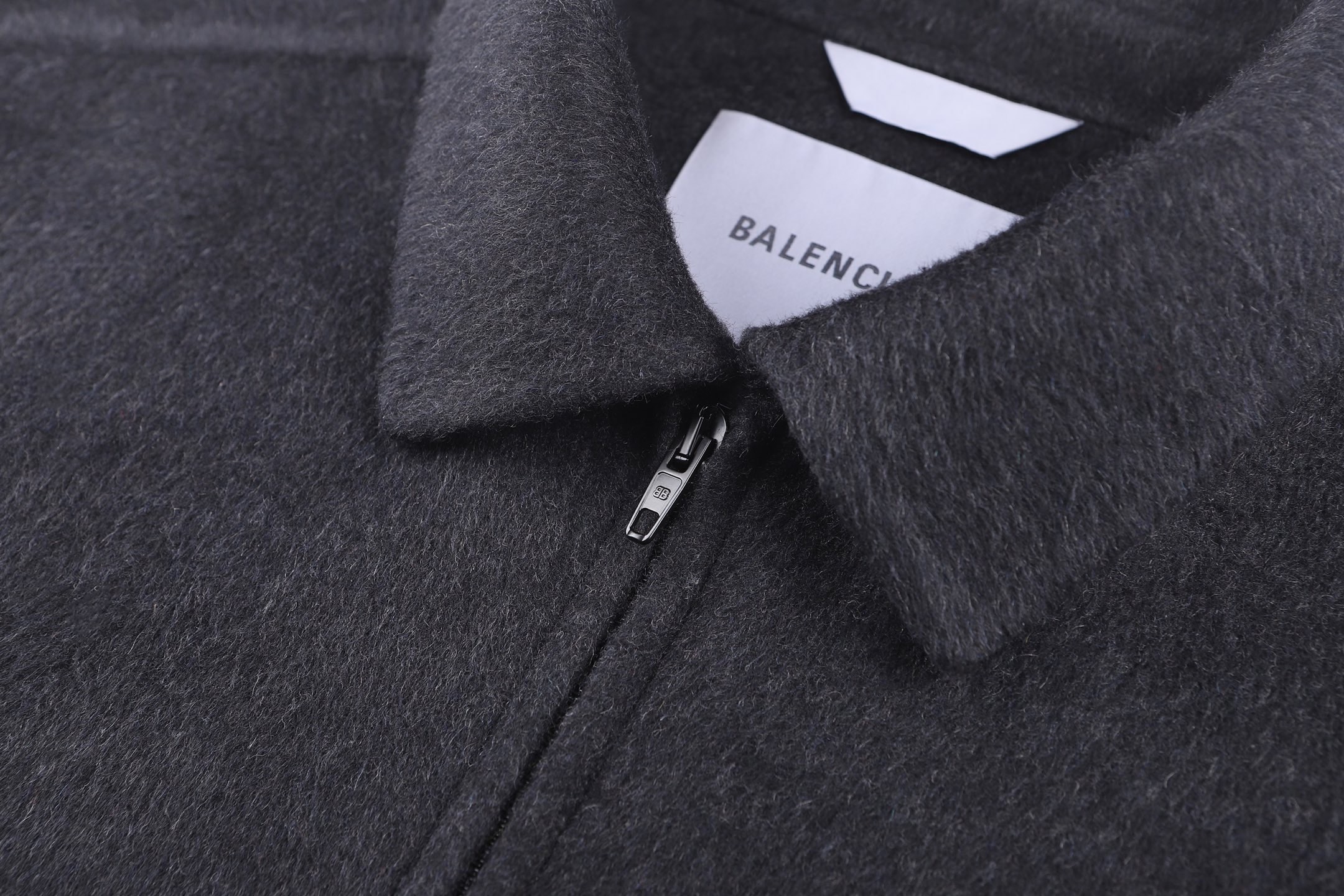 Balenciaga 巴黎世家 双面拉绒羊毛衬衫式拉链外套 夹克 长袖 秋冬 灰色 C5