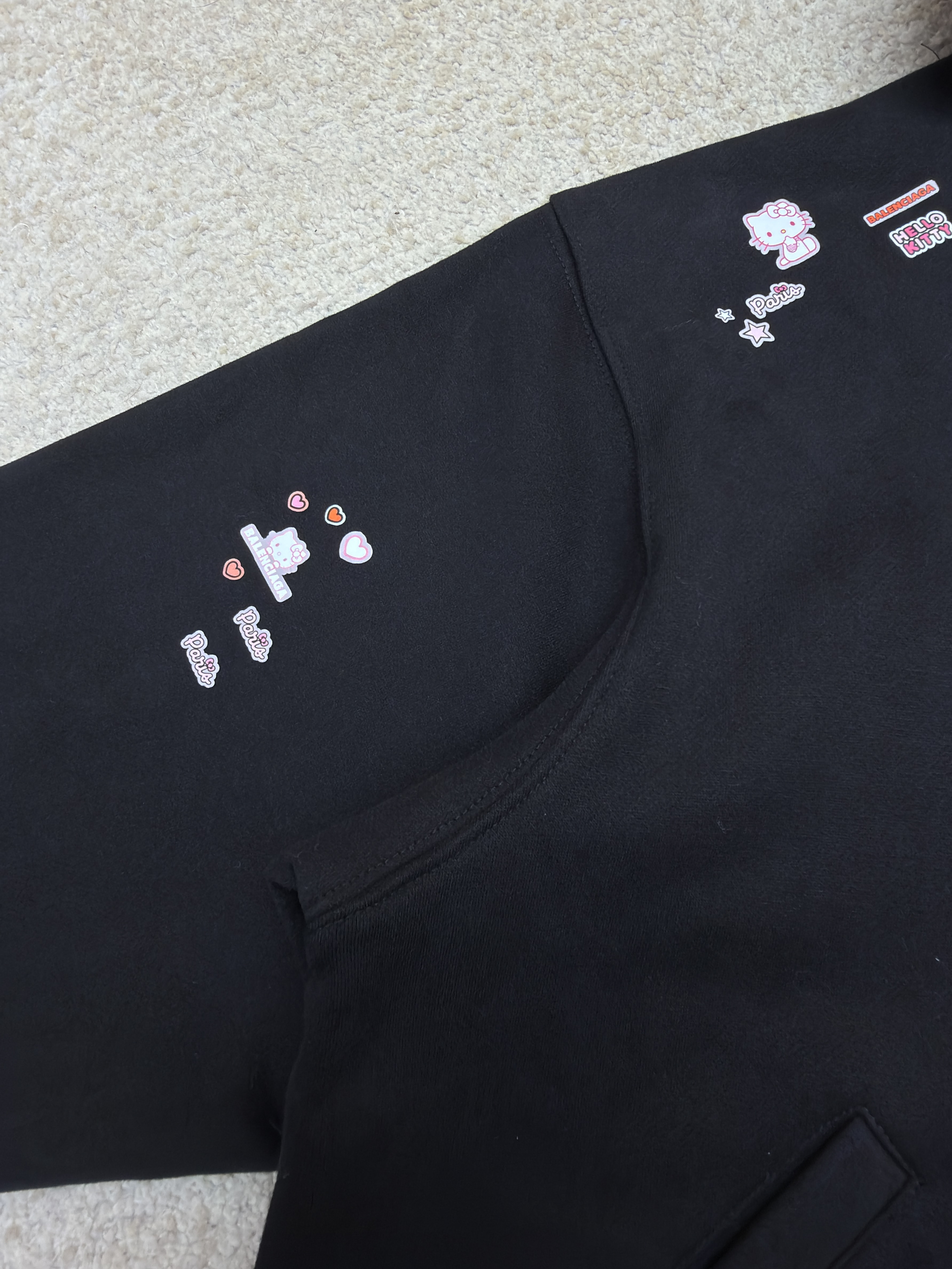 Balenciaga 巴黎世家 Hello Kitty 联名款提花拉链连帽卫衣 连帽衫 夹克 外套 秋冬 长袖 黑色 B5