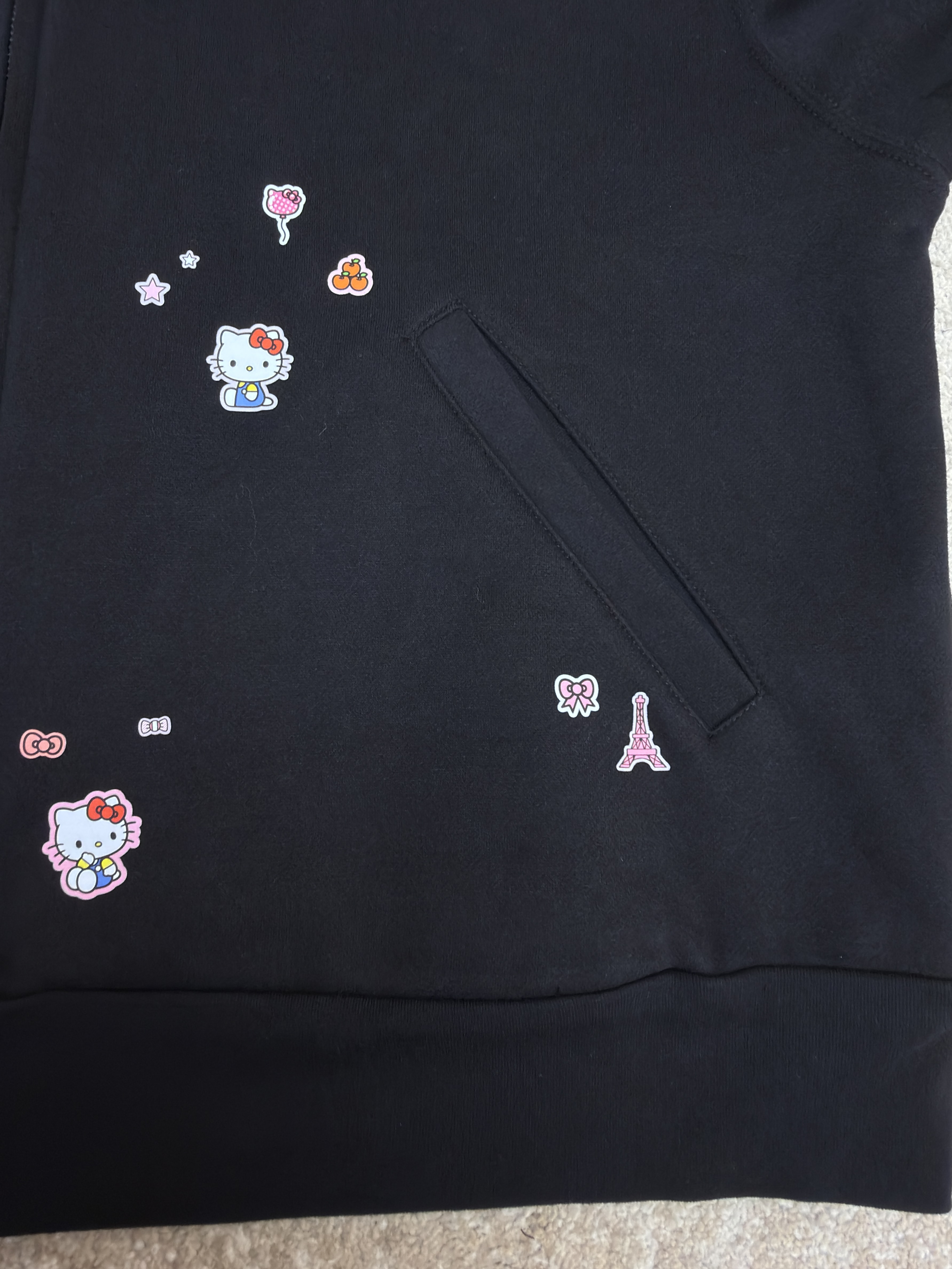 Balenciaga 巴黎世家 Hello Kitty 联名款提花拉链连帽卫衣 连帽衫 夹克 外套 秋冬 长袖 黑色 B5