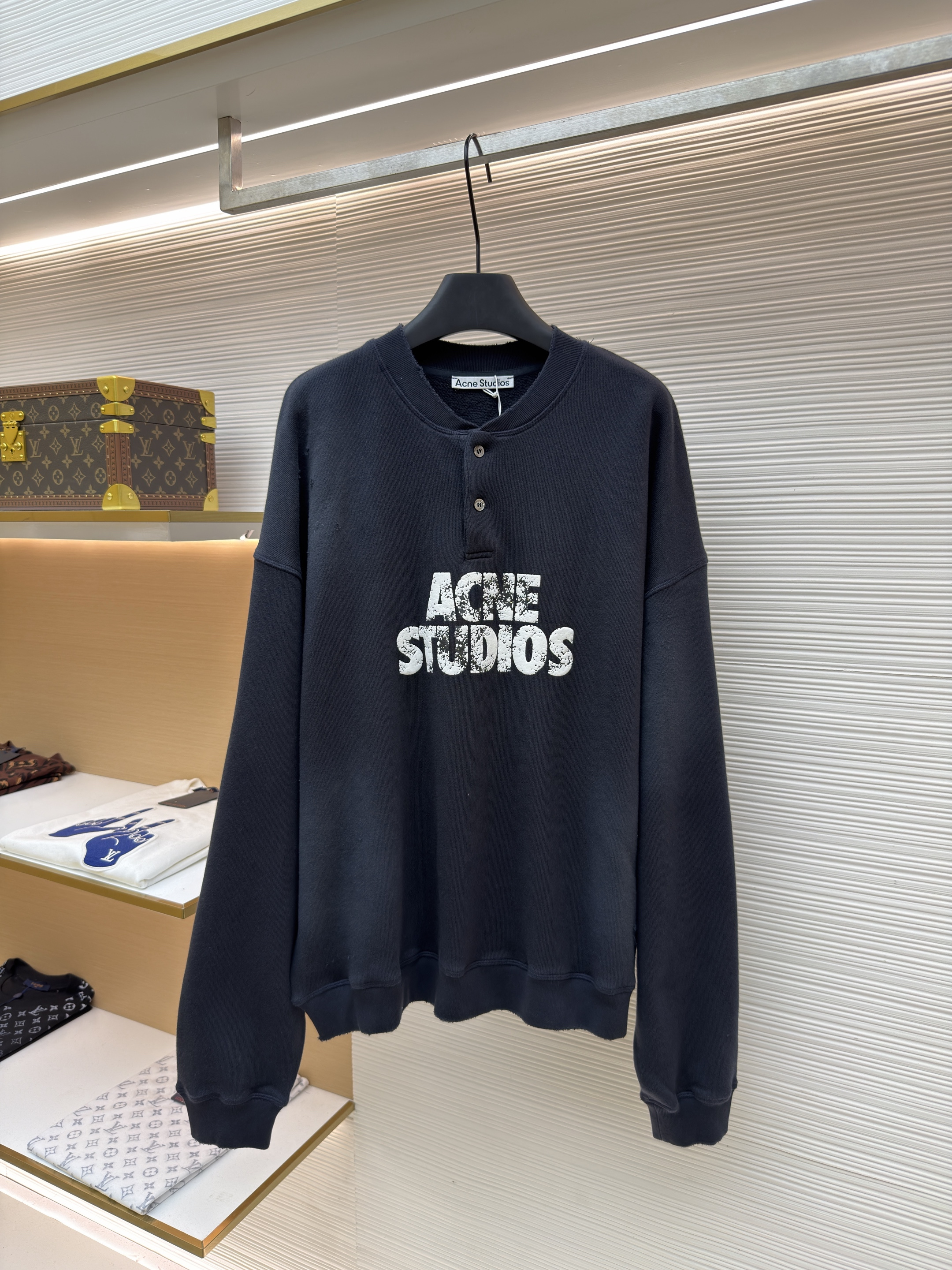 Acne Studios 做旧徽标印花卫衣 外套 长袖 黑色 B0
