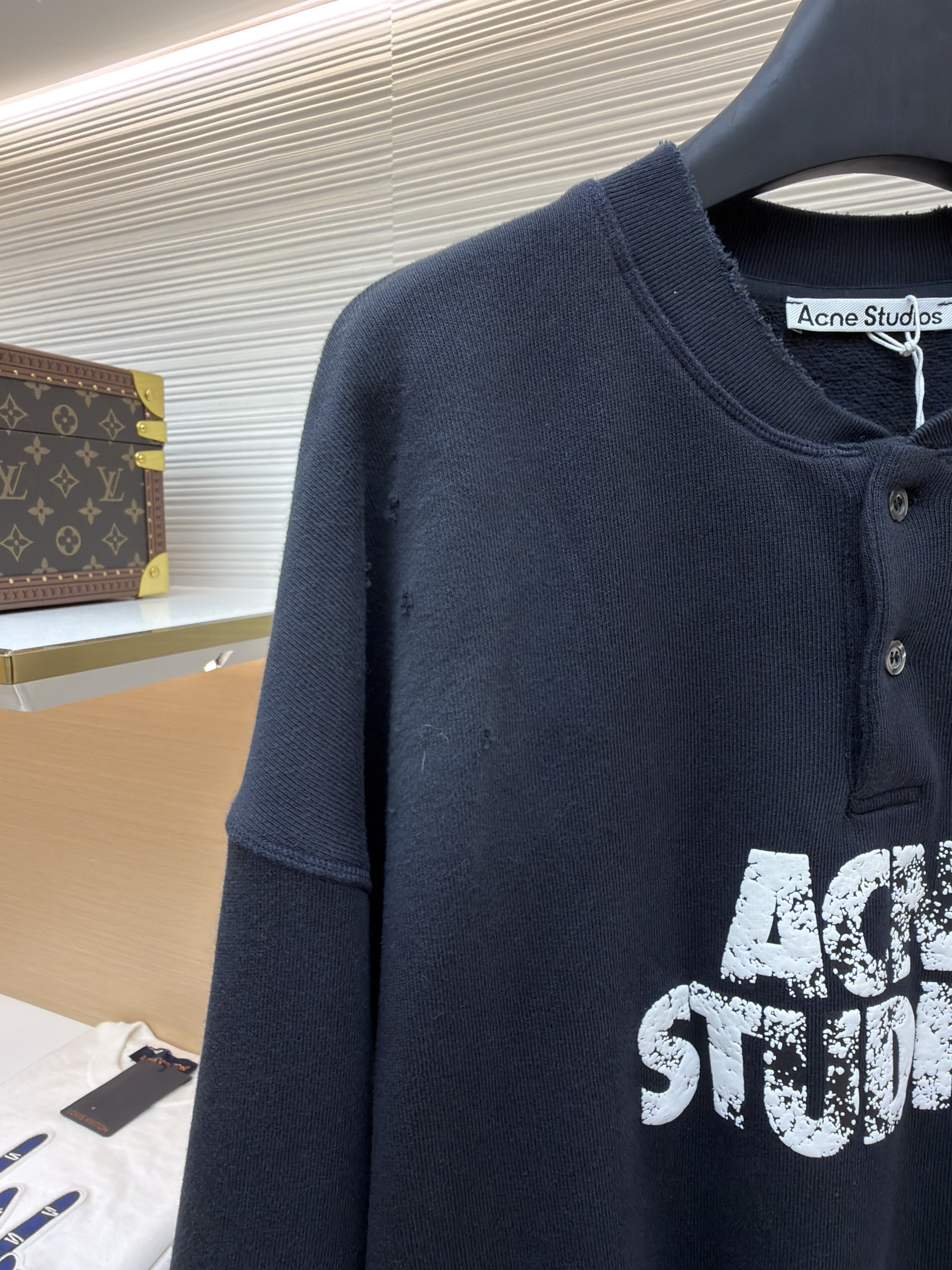 Acne Studios 做旧徽标印花卫衣 外套 长袖 黑色 B0