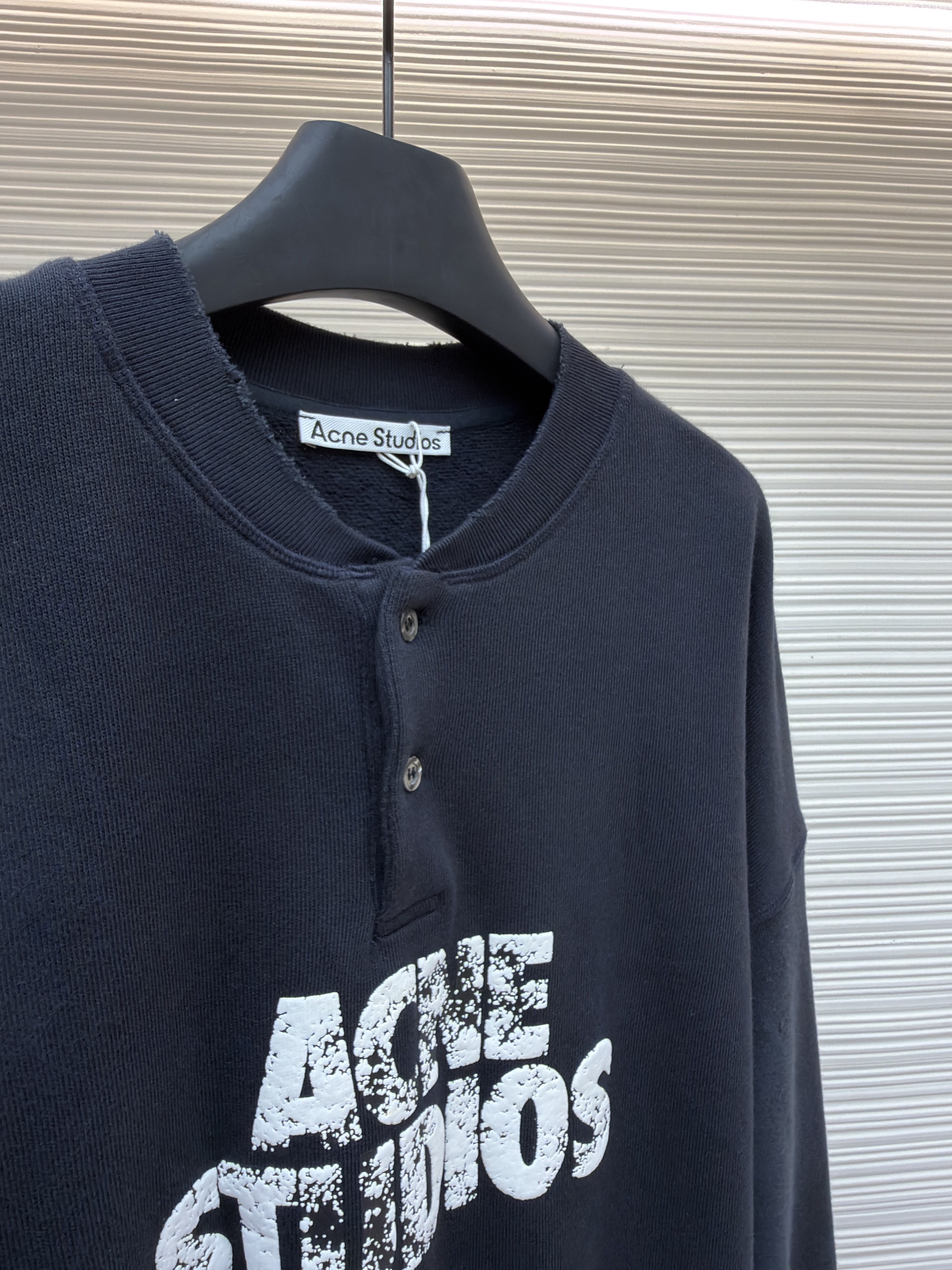 Acne Studios 做旧徽标印花卫衣 外套 长袖 黑色 B0