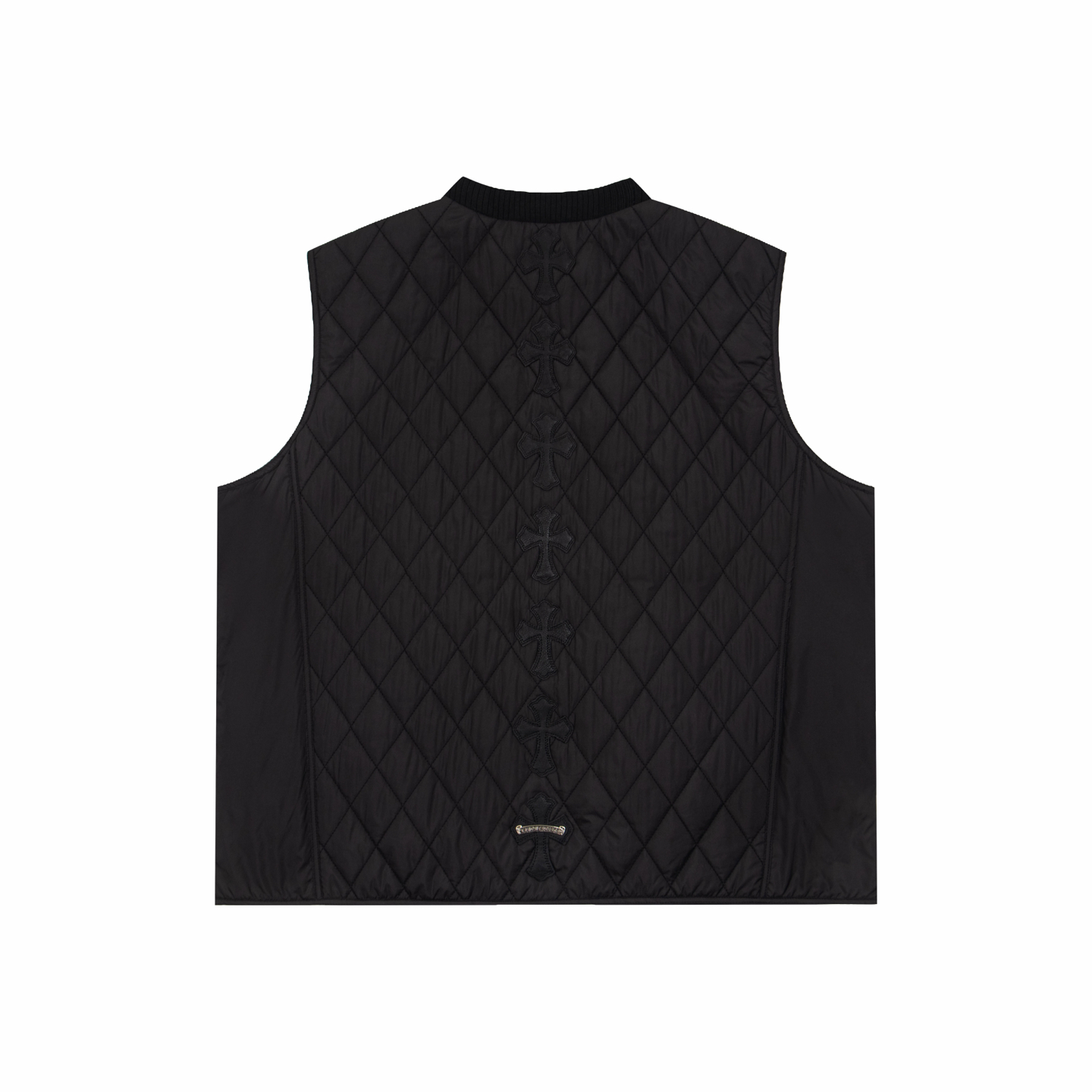 Chrome Hearts  克罗心 菱格十字拼皮棉马甲 背心 外套 夹克 黑色 B5
