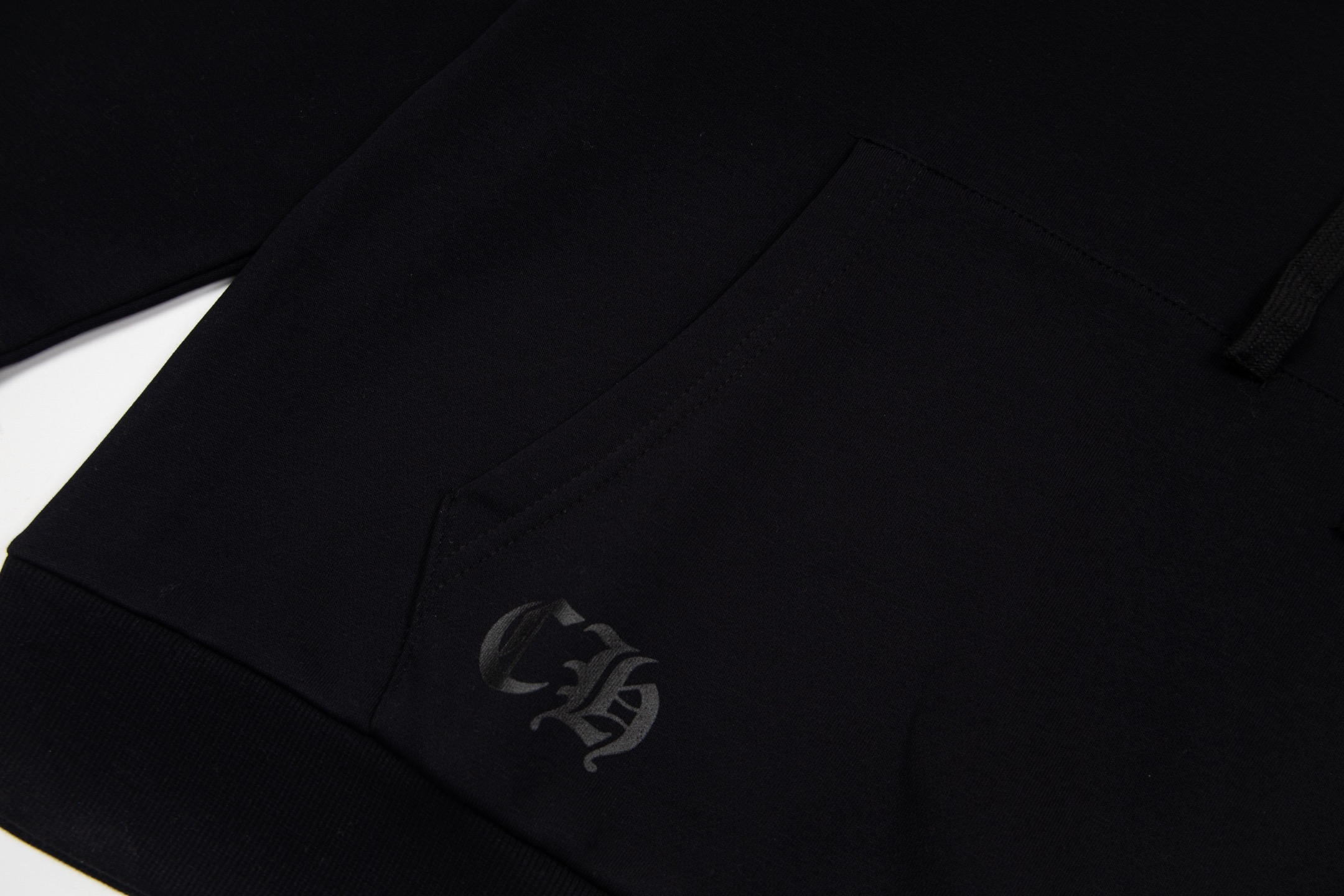 Chrome Hearts  克罗心 蓝色马蹄闪粉暗纹黑麒麟套头连帽卫衣 连帽衫 花臂 长袖 外套 蓝黑色 B0