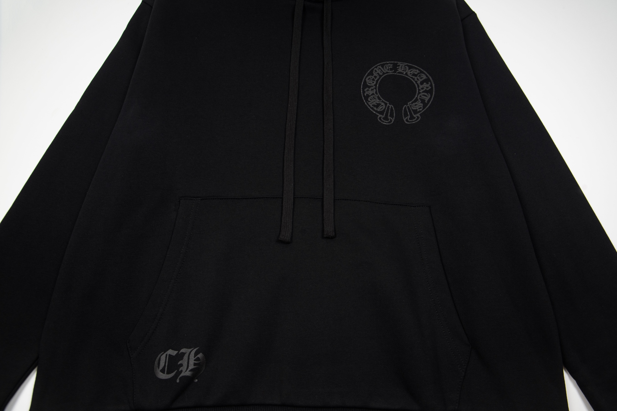 Chrome Hearts  克罗心 马蹄闪粉暗纹黑麒麟套头连帽卫衣 连帽衫 花臂 长袖 外套 黑色 B0