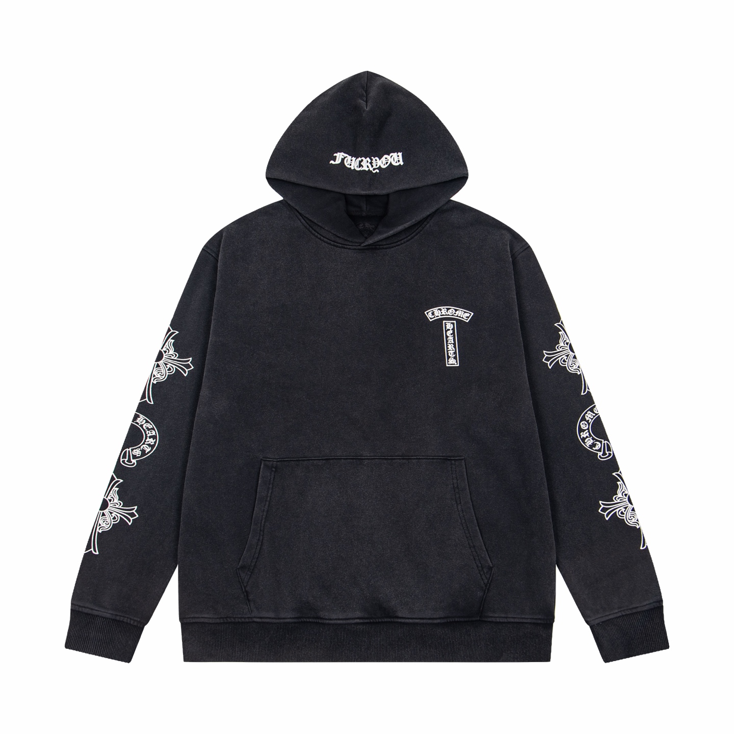 Chrome Hearts  克罗心 亲友限定水洗套头连帽卫衣 连帽衫 花臂 长袖 外套 黑色 B0