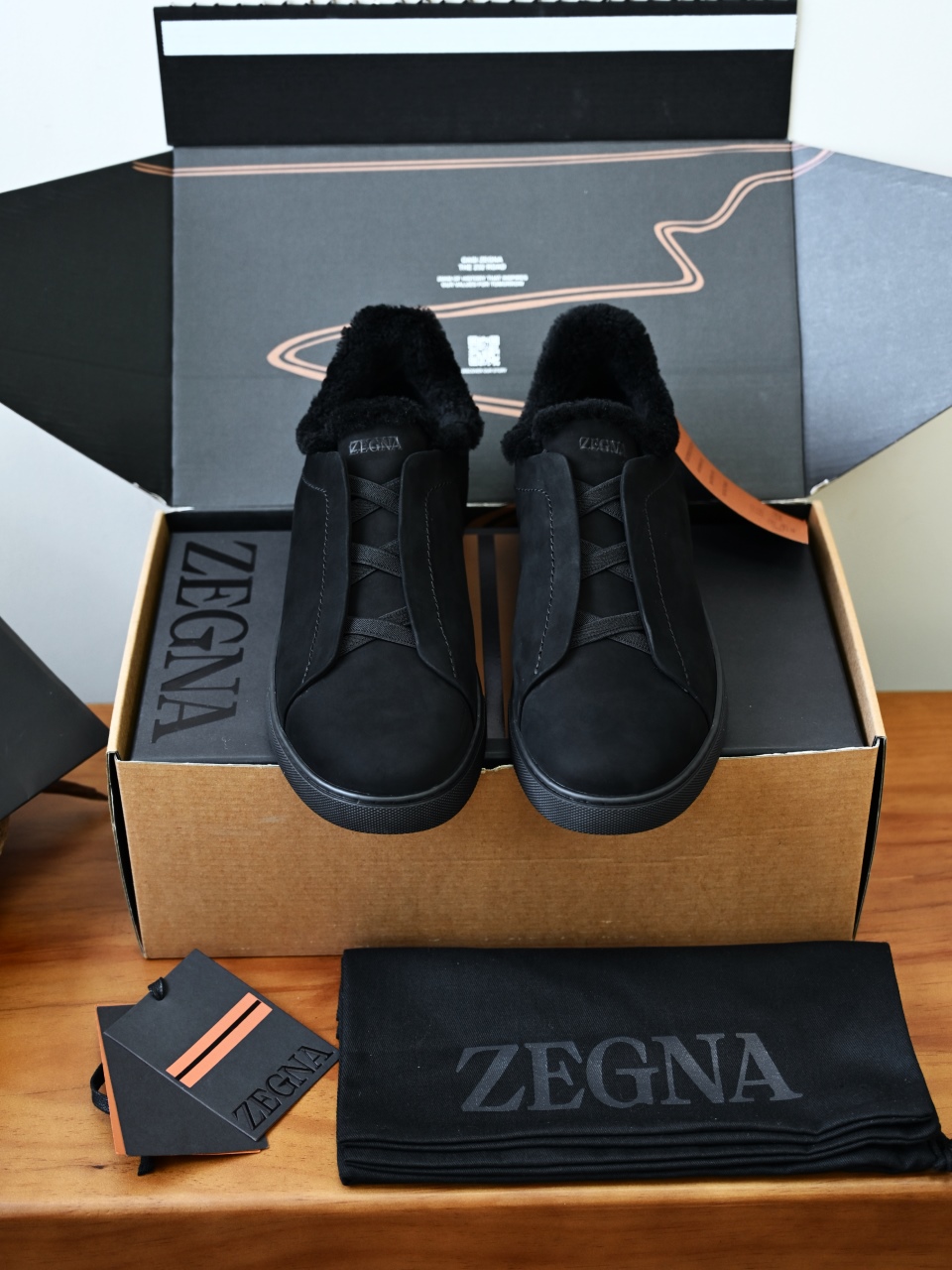 ZE2617-5M-Zegna Triple-Elastic Slip-On-Premium Suede Leather-Plush Shearling-Lined-C0 麂皮加绒