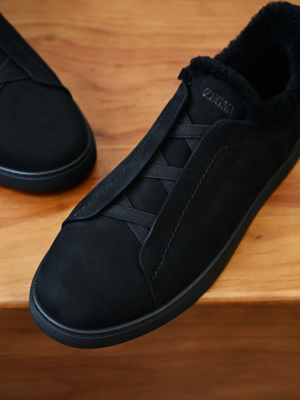 ZE2617-5M-Zegna Triple-Elastic Slip-On-Premium Suede Leather-Plush Shearling-Lined-C0 麂皮加绒