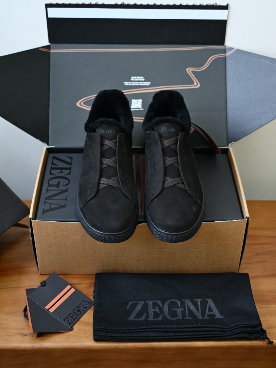 ZE2617-5M-Zegna Triple-Elastic Slip-On-Premium Suede Leather-Plush Shearling-Lined-C0 麂皮加绒