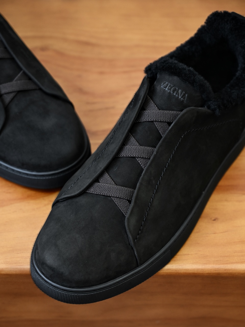 ZE2617-5M-Zegna Triple-Elastic Slip-On-Premium Suede Leather-Plush Shearling-Lined-C0 麂皮加绒