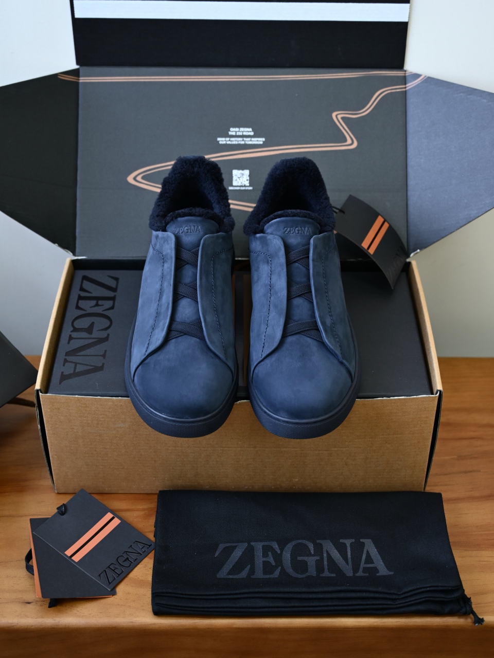 ZE2617-5M-Zegna Triple-Elastic Slip-On-Premium Suede Leather-Plush Shearling-Lined-C0 麂皮加绒