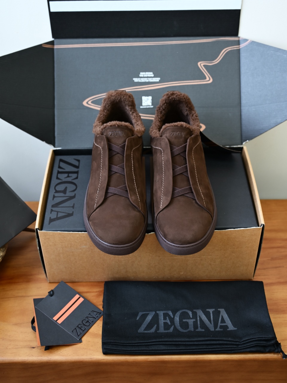 ZE2617-5M-Zegna Triple-Elastic Slip-On-Premium Suede Leather-Plush Shearling-Lined-C0 麂皮加绒