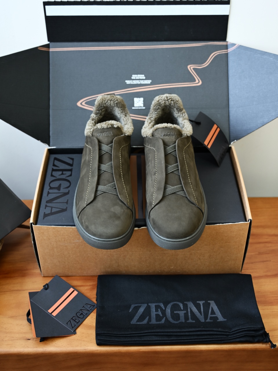 ZE2617-5M-Zegna Triple-Elastic Slip-On-Premium Suede Leather-Plush Shearling-Lined-C0 麂皮加绒