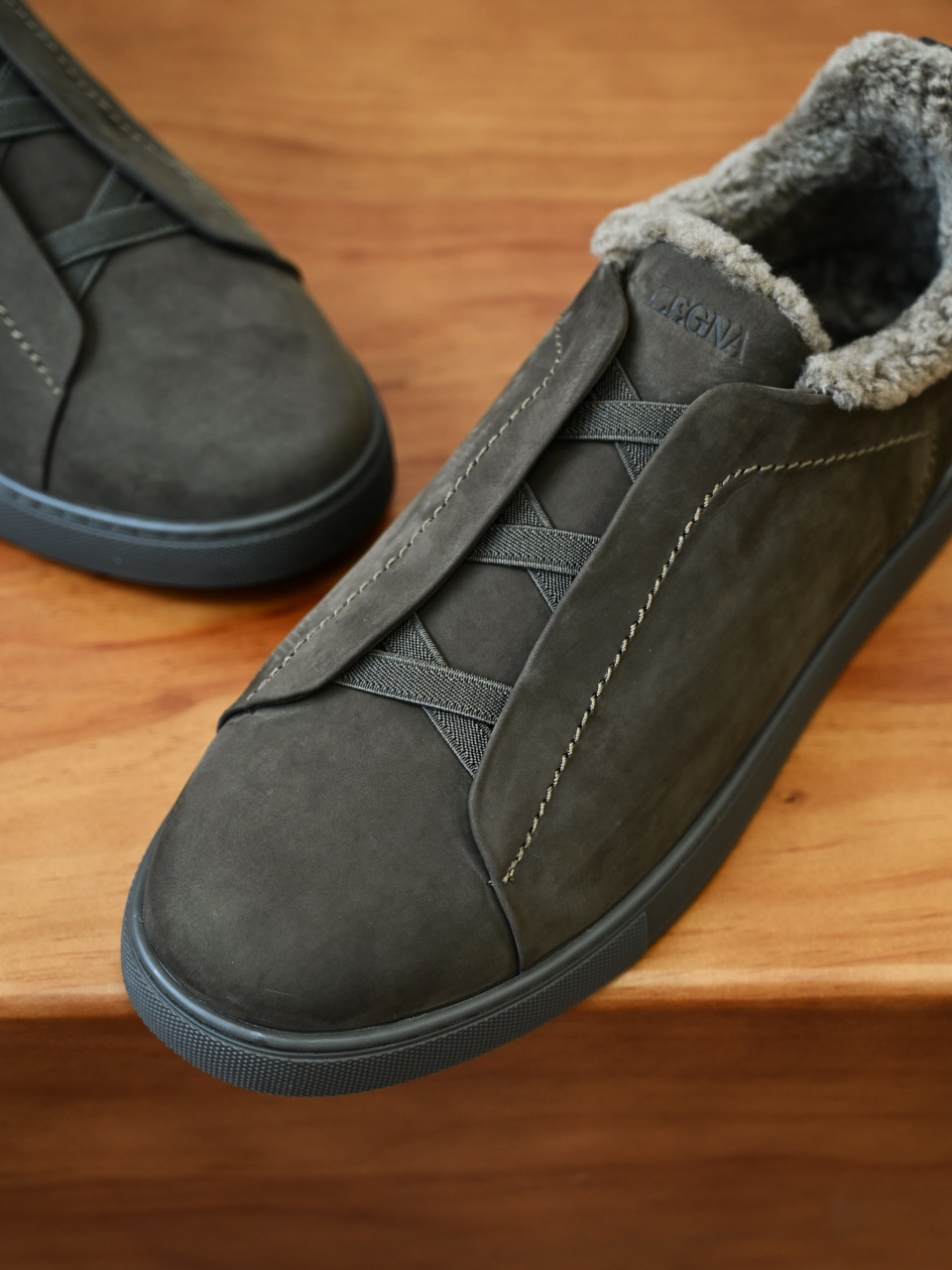 ZE2617-5M-Zegna Triple-Elastic Slip-On-Premium Suede Leather-Plush Shearling-Lined-C0 麂皮加绒