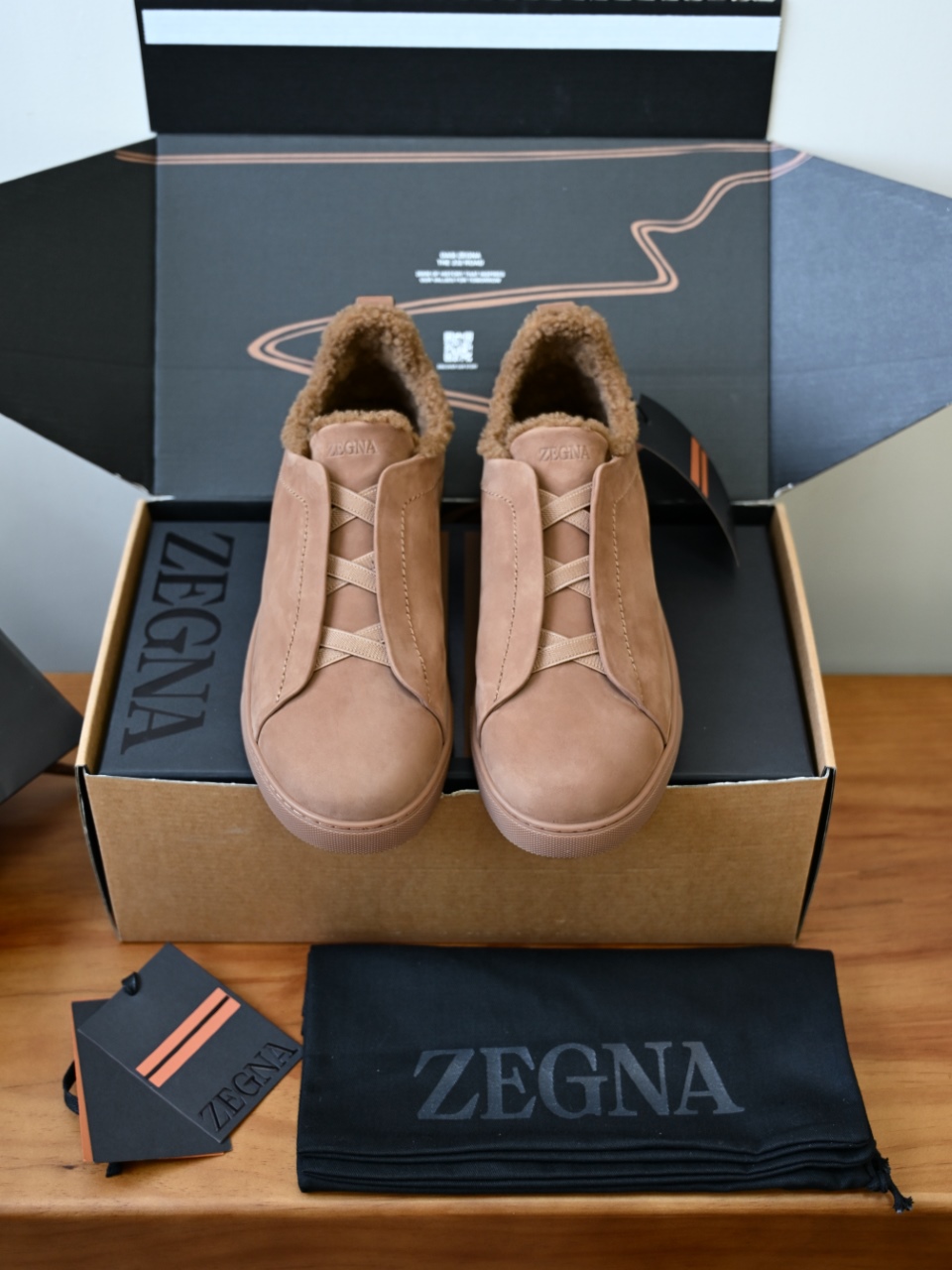 ZE2617-5M-Zegna Triple-Elastic Slip-On-Premium Suede Leather-Plush Shearling-Lined-C0 麂皮加绒