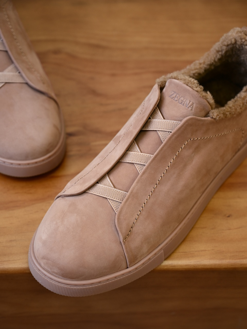 ZE2617-5M-Zegna Triple-Elastic Slip-On-Premium Suede Leather-Plush Shearling-Lined-C0 麂皮加绒